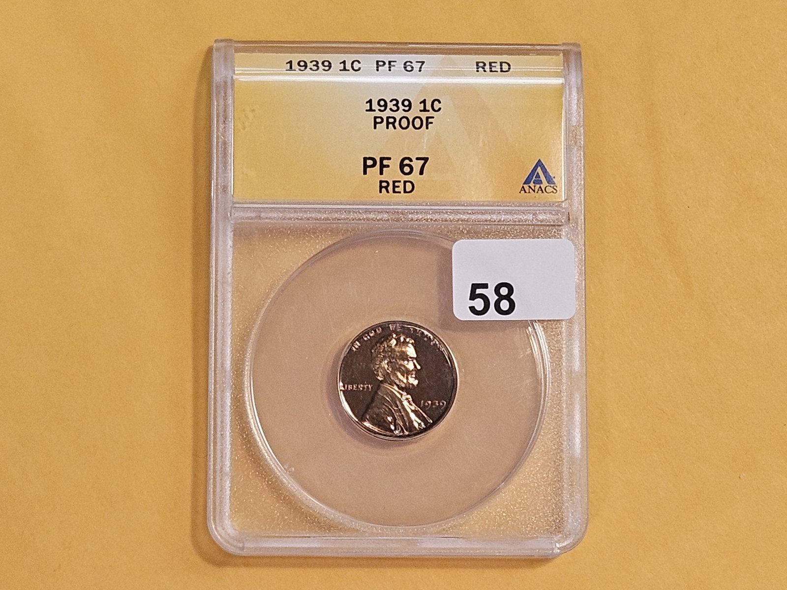** HIGHLIGHT ** Superb GEM ANACS 1939 Proof Wheat cent in Proof 67 RED - 2