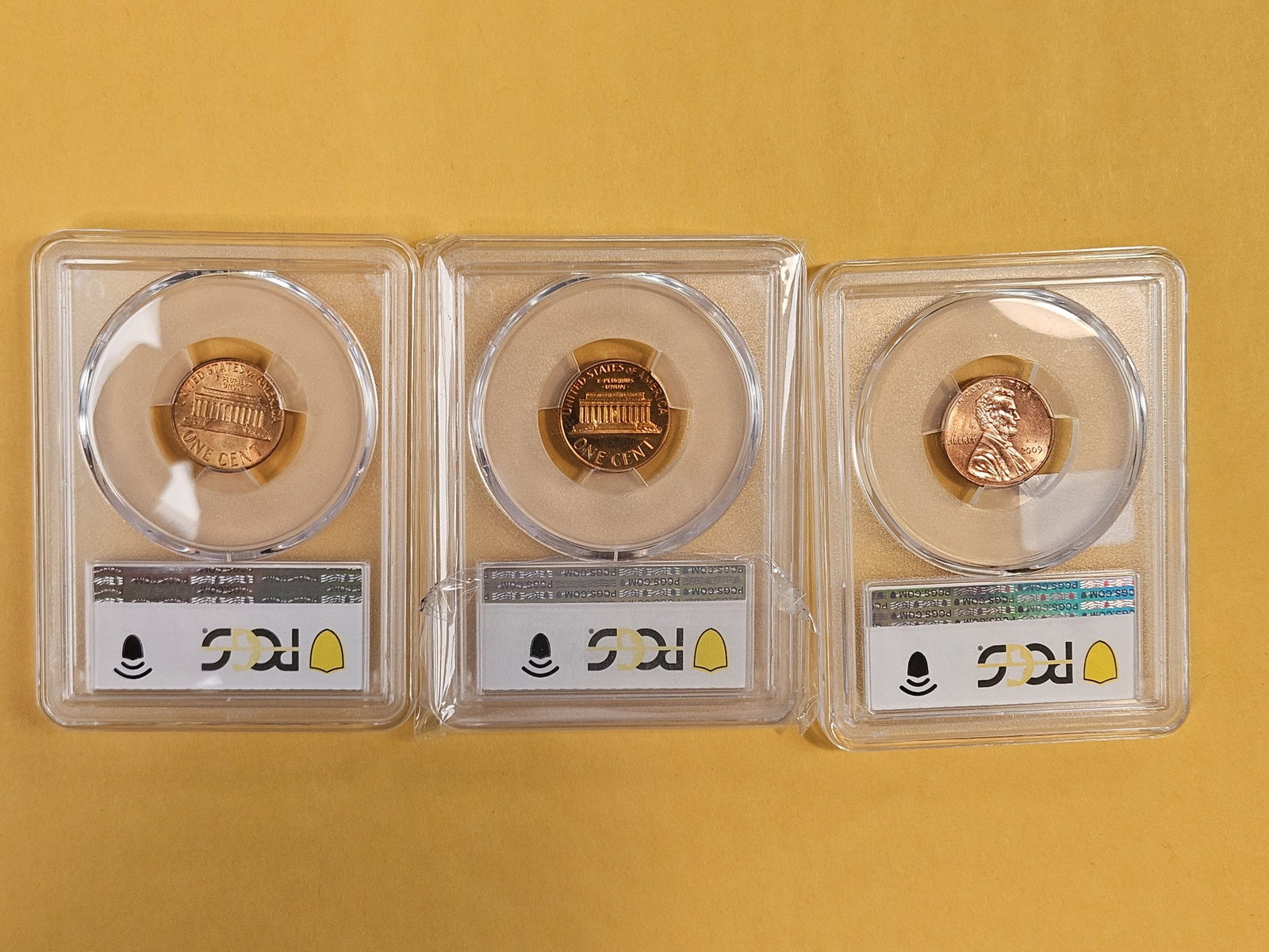 Three PCGS-graded Blazin red Lincoln Cents - 2