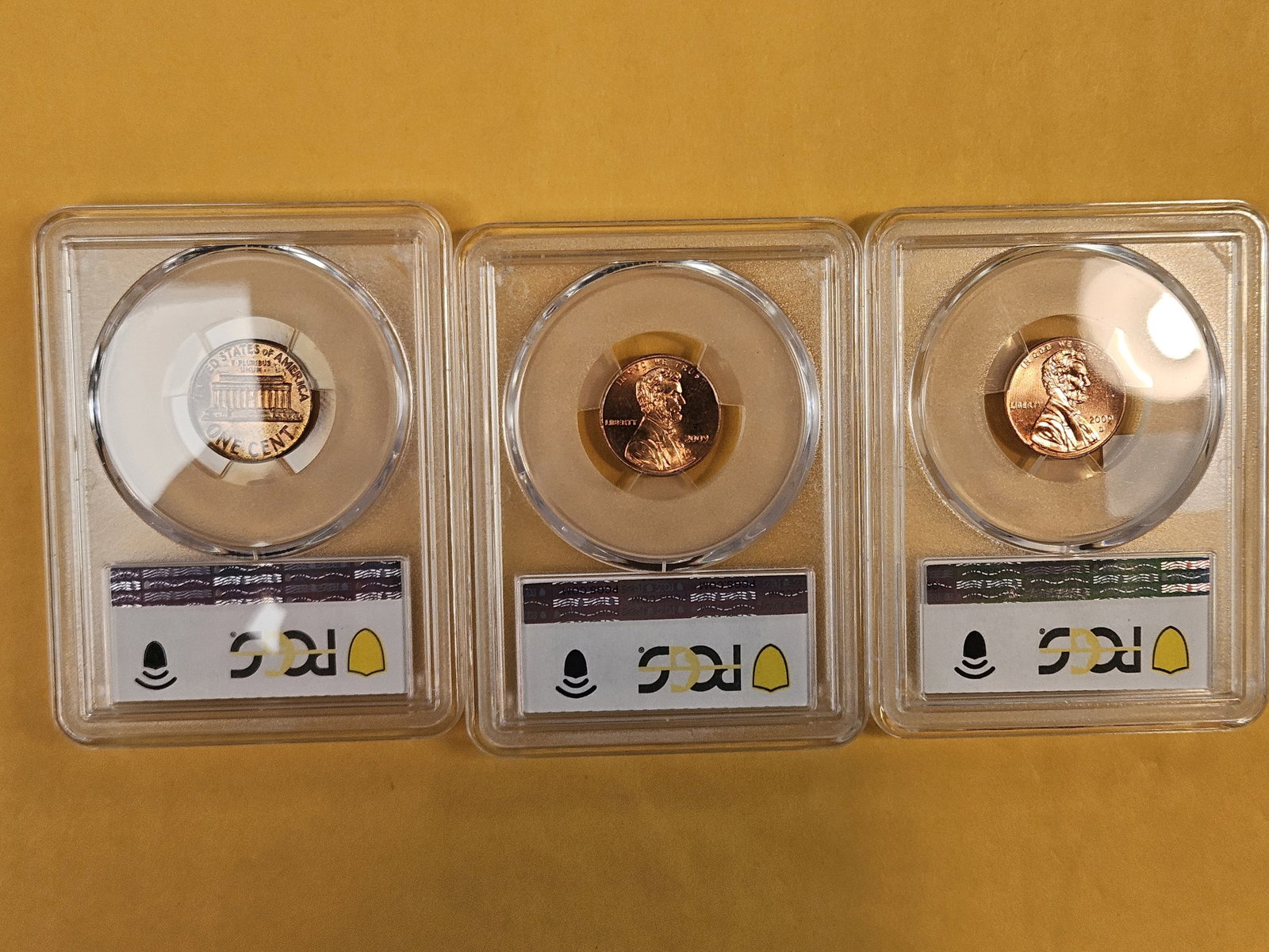 Three PCGS-graded Blazin red Lincoln Wheat Cents - 3