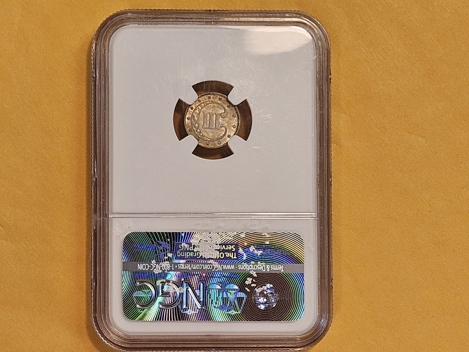 NGC 1853 Three Cent Silver Trime in About Uncirculated - 55 - 4