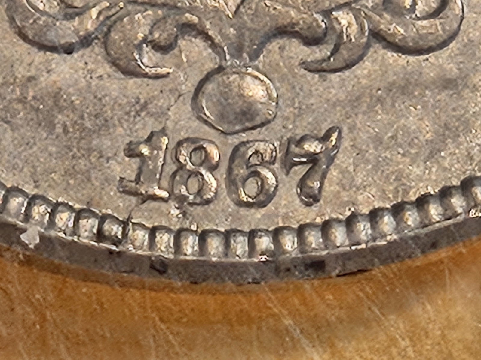 PCGS 1867 Shield Nickel in About Uncirculated - 53 - 3