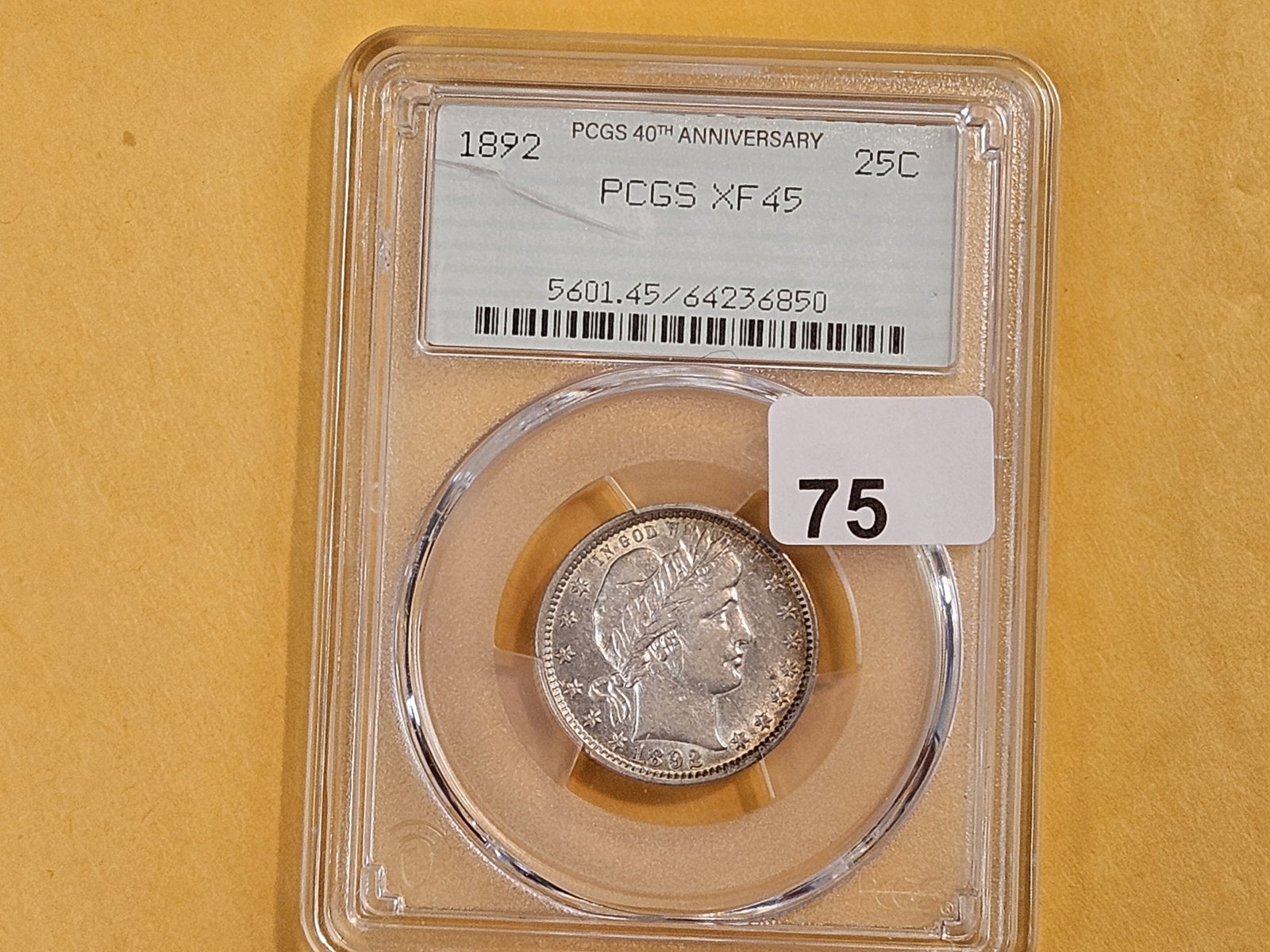 PCGS 1892 Barber silver Quarter in Extra Fine - 45 - 2