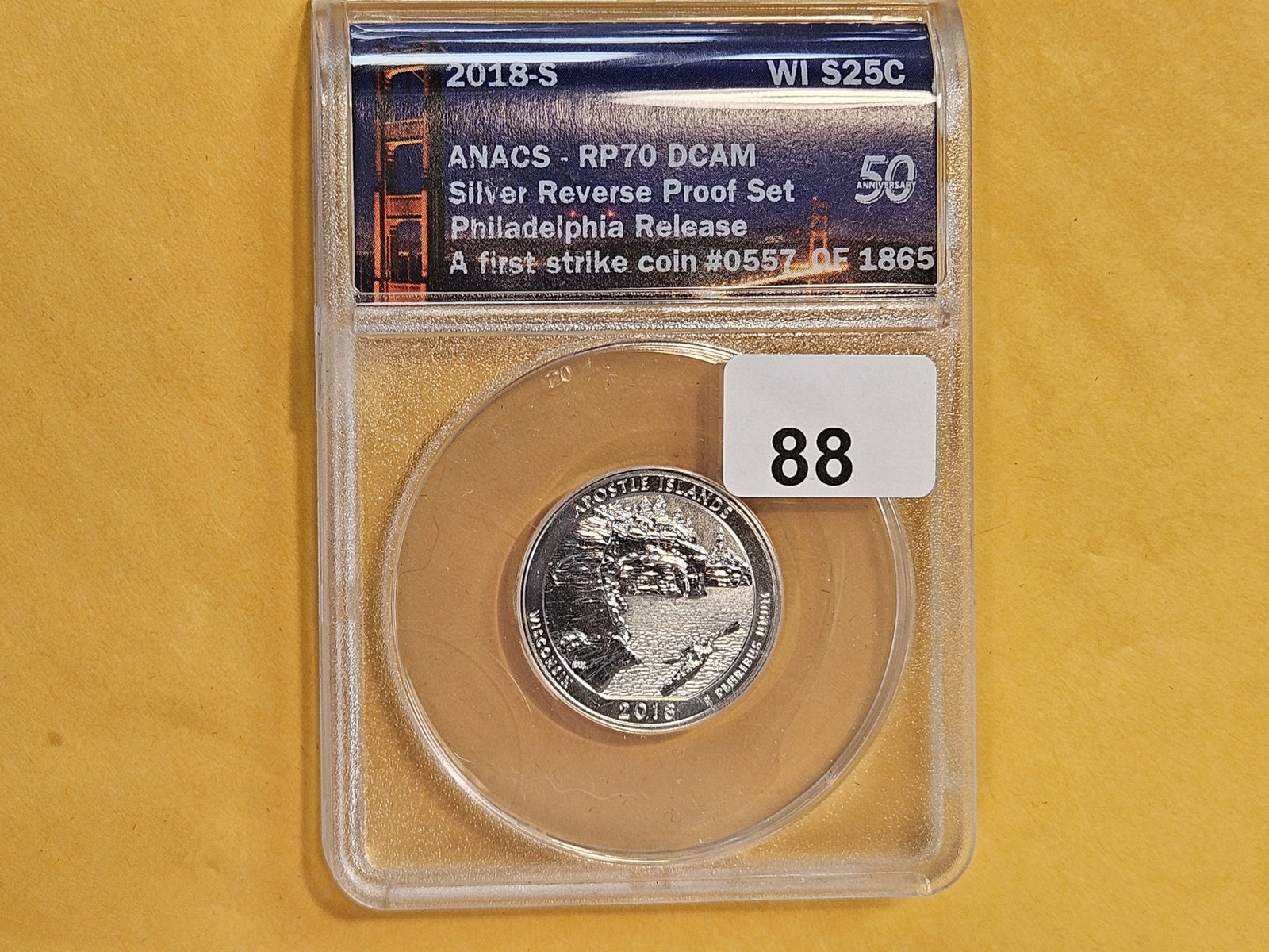PERFECT! ANACS 2018-S Silver Washington Quarter in Reverse Proof 70 Deep Cameo - 2