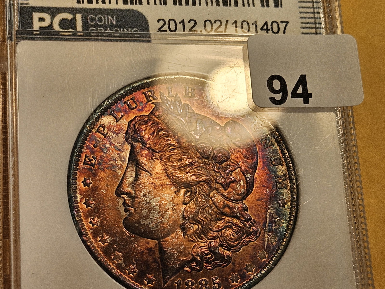 KILLER TONER! PCI 1885-O Morgan Dollar in Mint State 65 Plus - 7