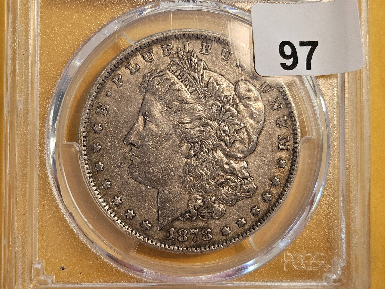 Variety! PCGS 1878 7TF Morgan Dollar in Extra Fine - 45: Seven Tail Feathers. Reverse of 1879