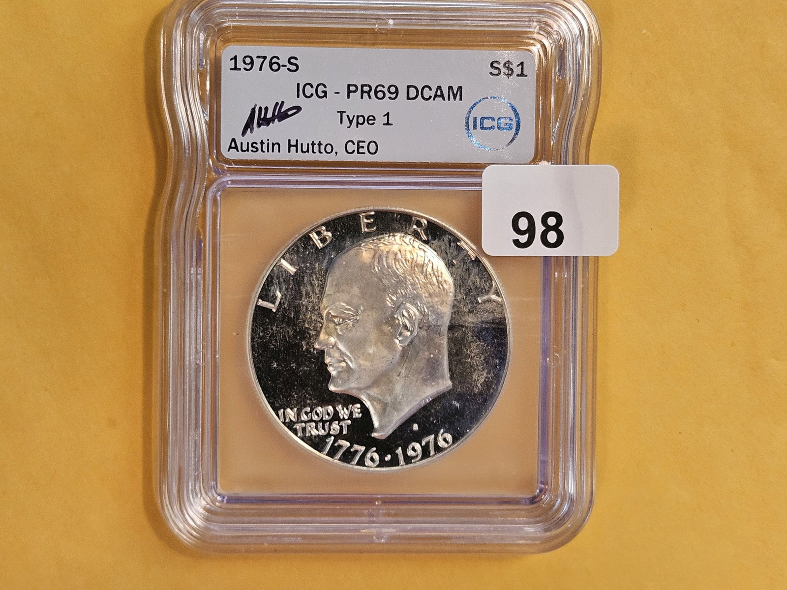 ICG 1976-S Silver Eisenhower Dollar in Proof 69 Deep Cameo - 2