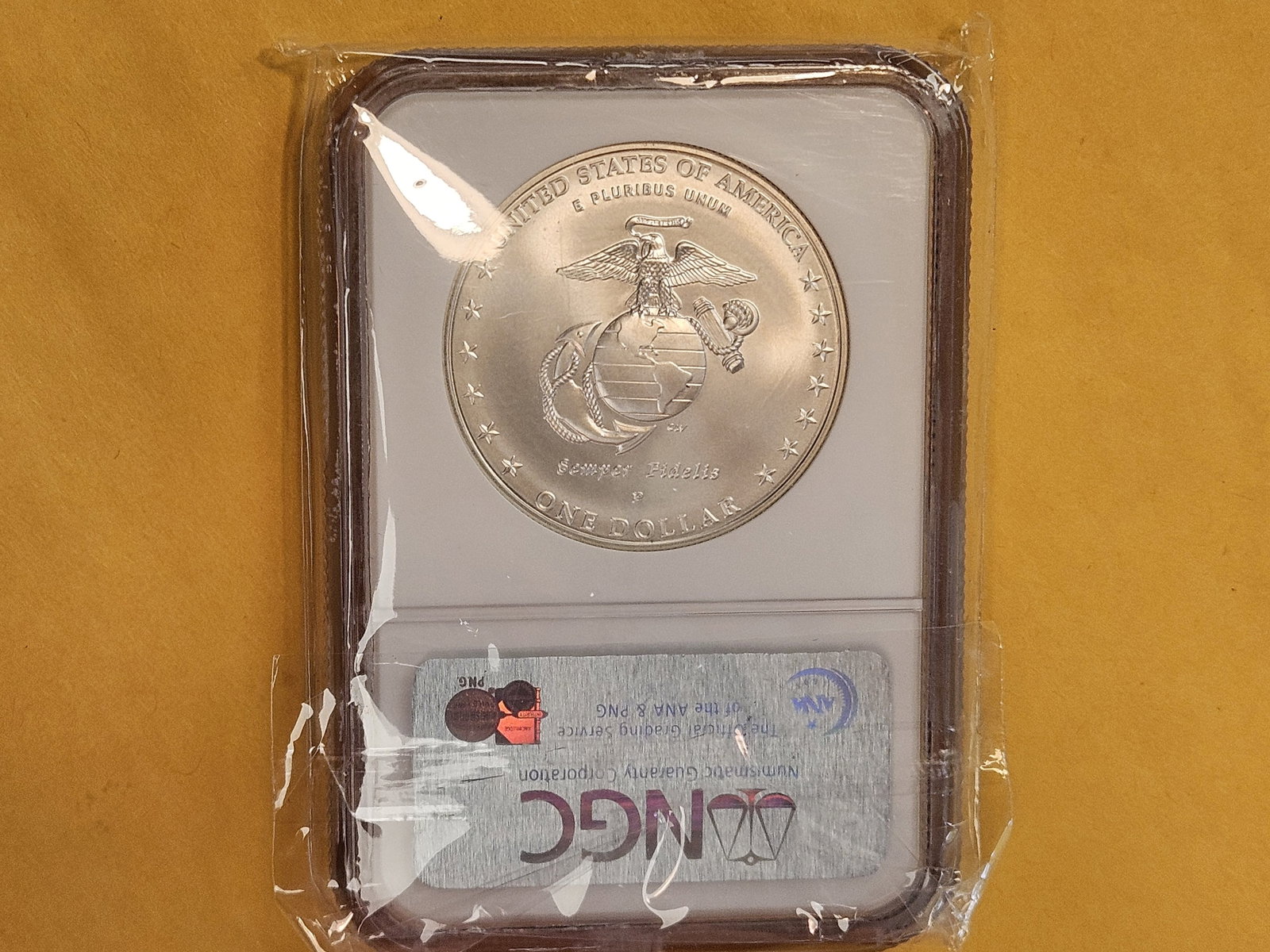 PERFECT! NGC 2005-P Marines Silver Commemorative Dollar in Mint State 70 - 2