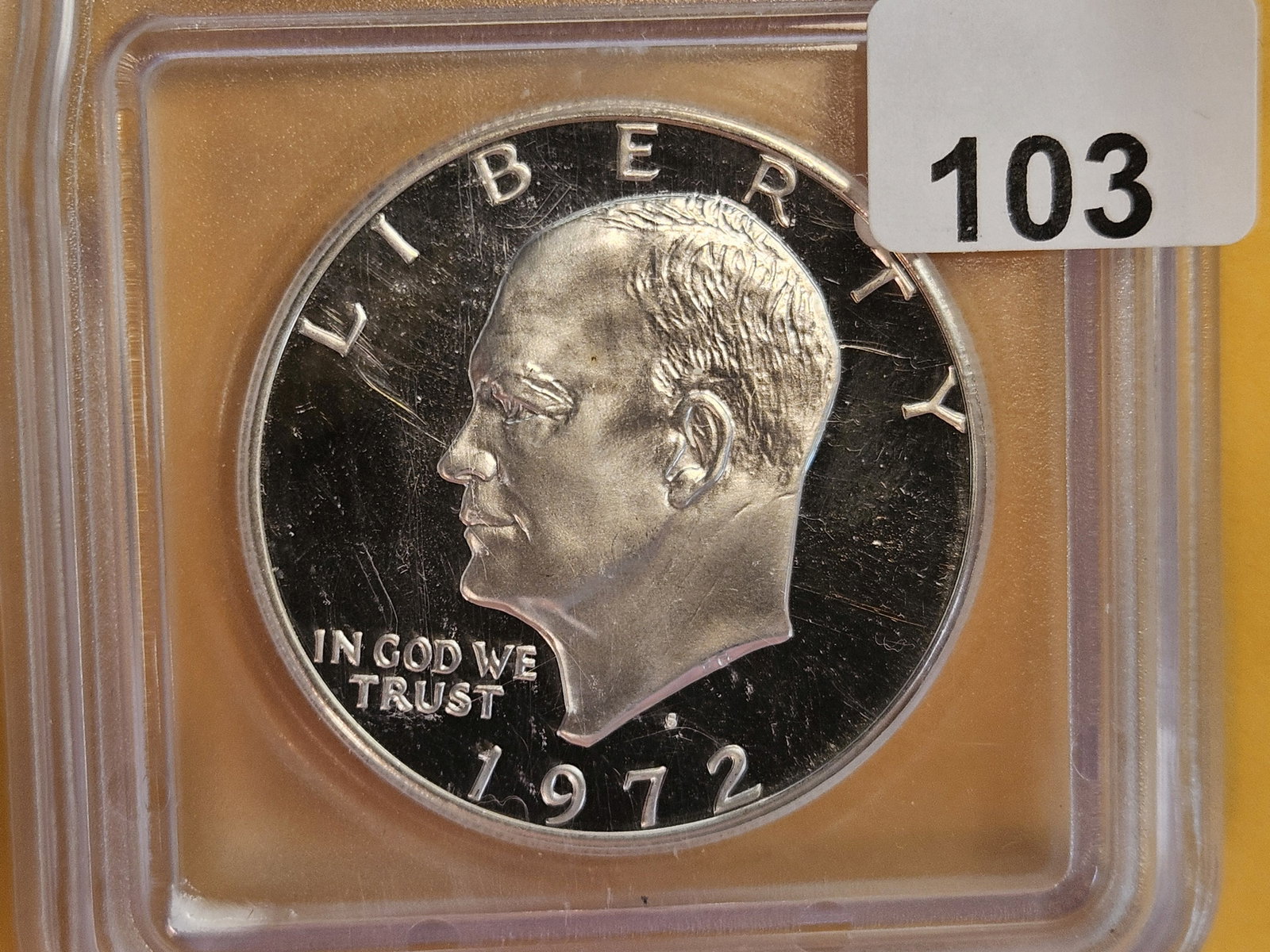 ICG 1972-S SILVER Eisenhower Dollar in Proof 69 PLUS Deep Cameo: Near perfect grade!