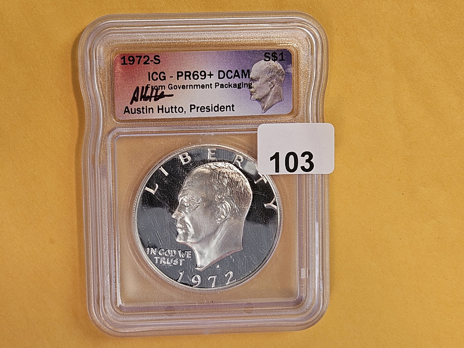 ICG 1972-S SILVER Eisenhower Dollar in Proof 69 PLUS Deep Cameo - 2