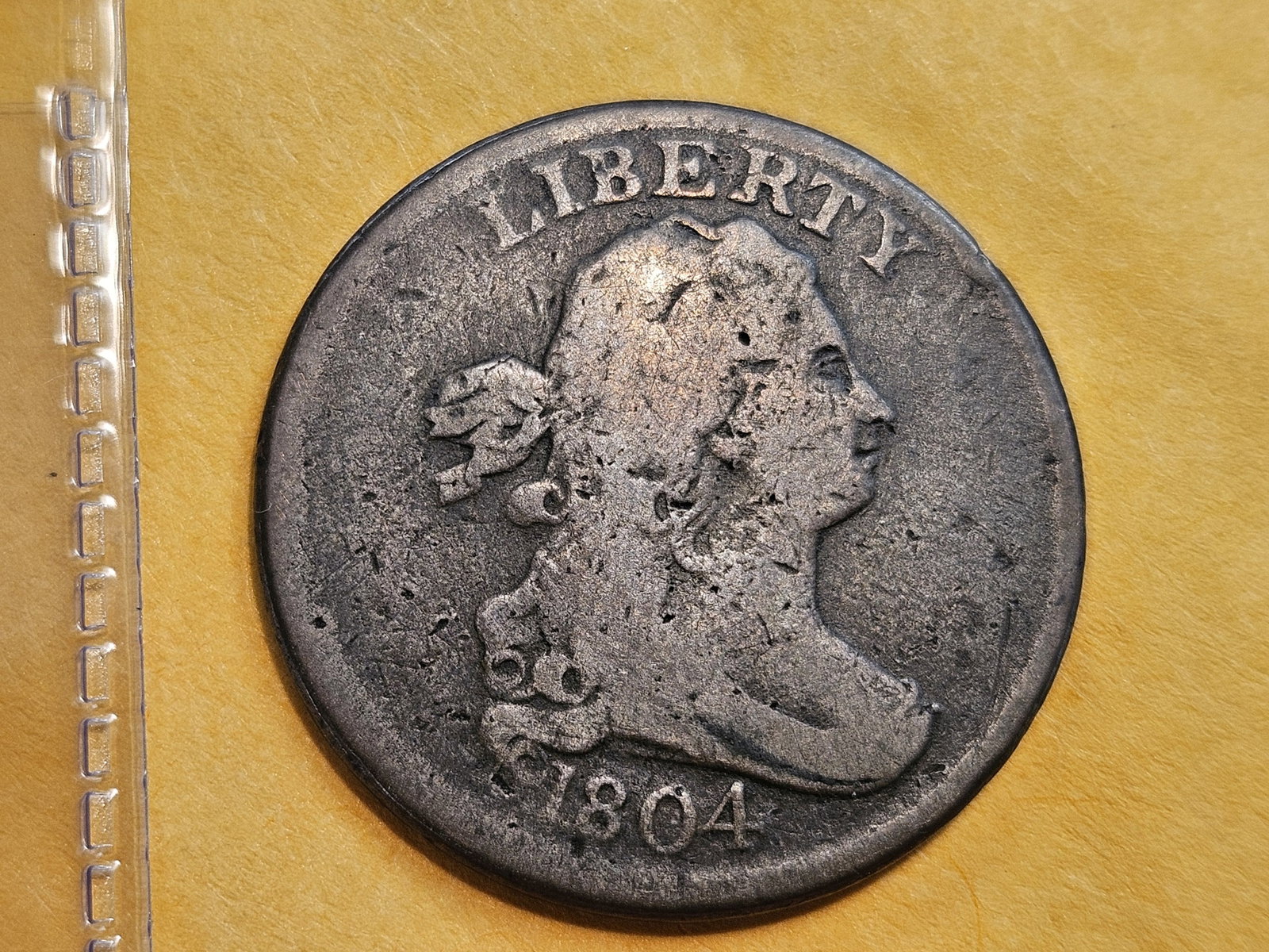 1804 Draped Bust Half Cent in Fine: Decent looking coin