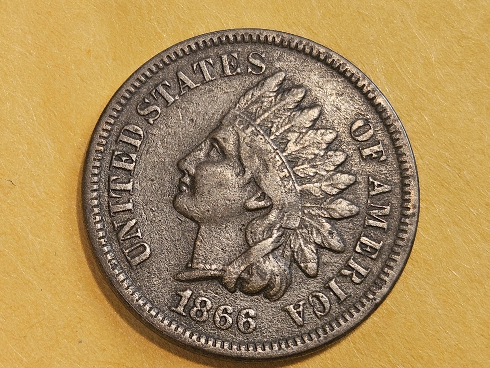 Semi-key 1866 Indian Cent: In Very Fine