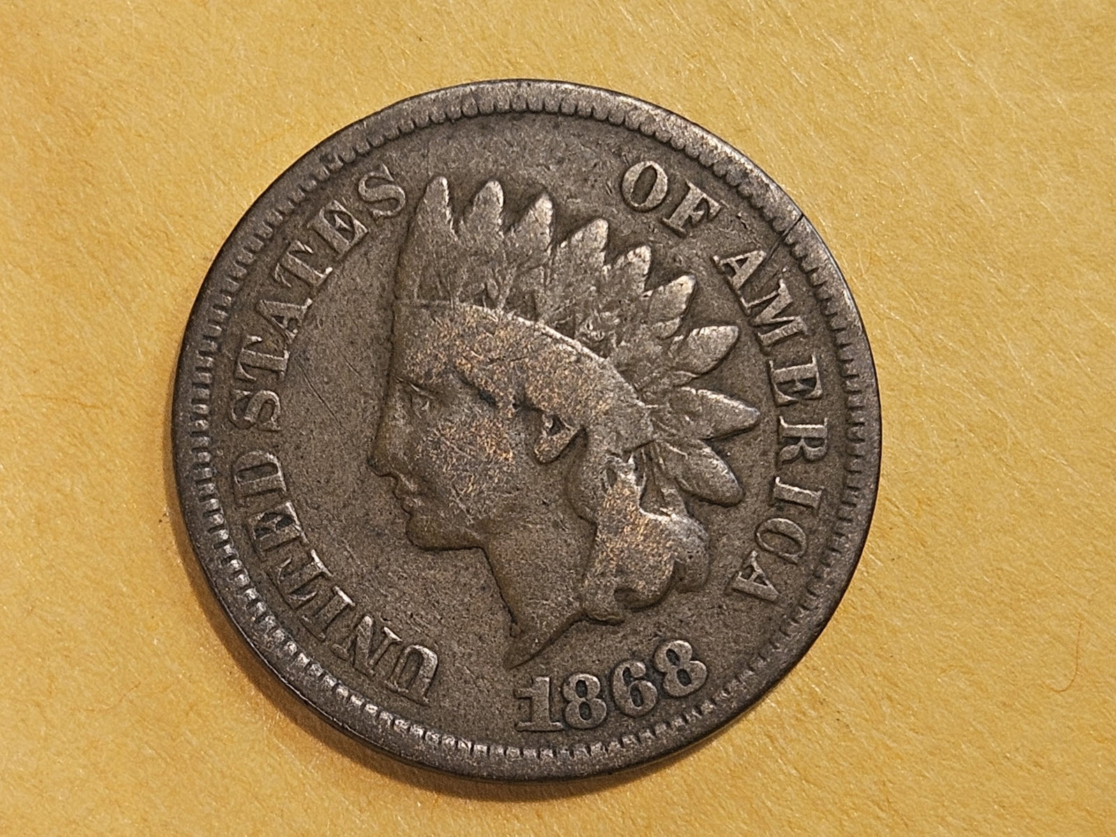 Semi-key 1868 Indian Cent: In Very Good