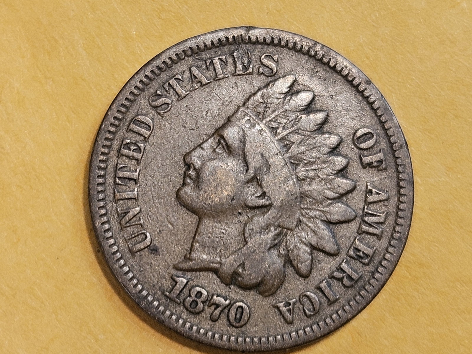 Semi-key 1870 Indian Cent: In Fine