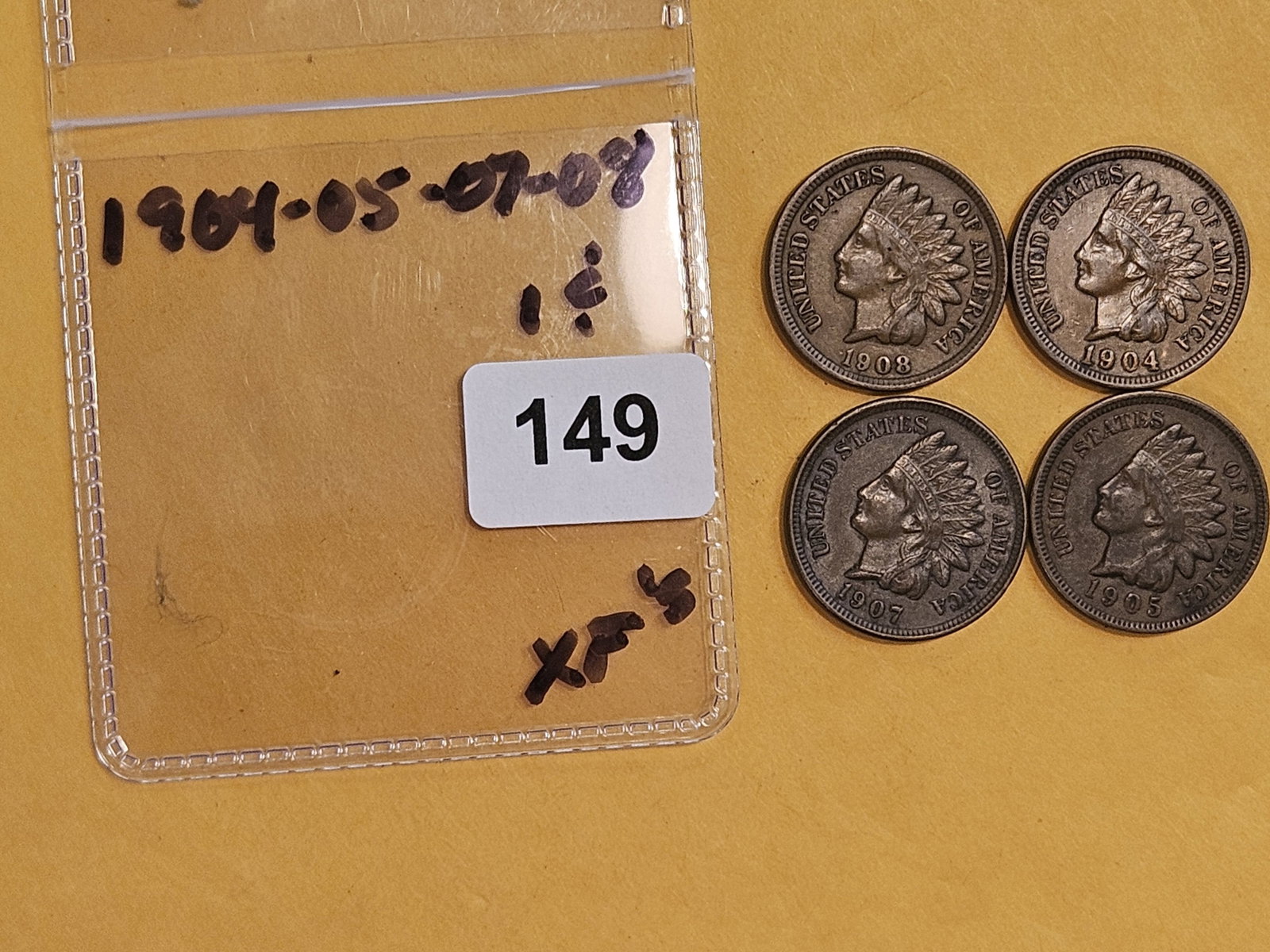 Four 1900's Indian Cents in Extra Fine - 2