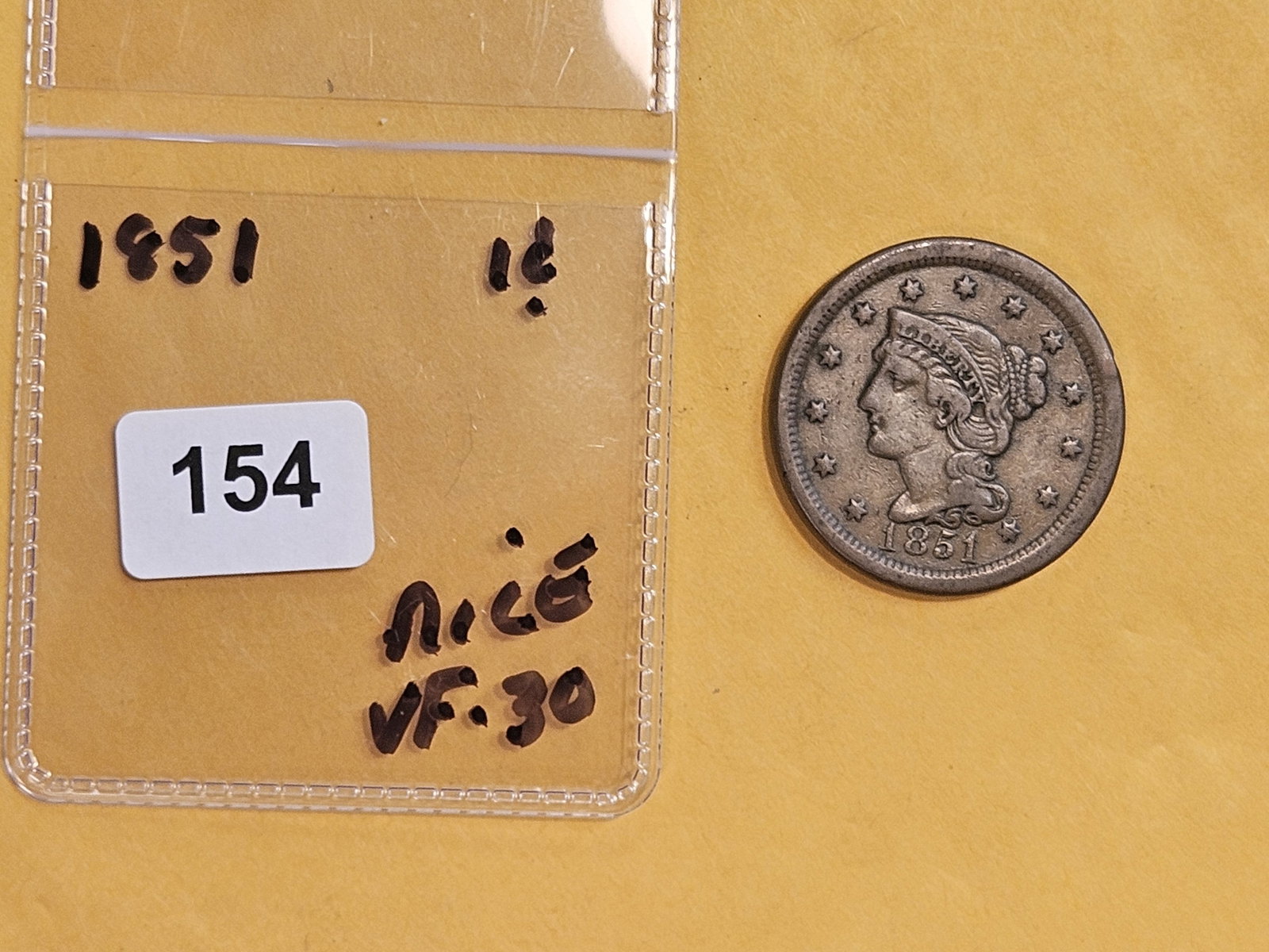 1851 Braided Hair Large Cent - 2