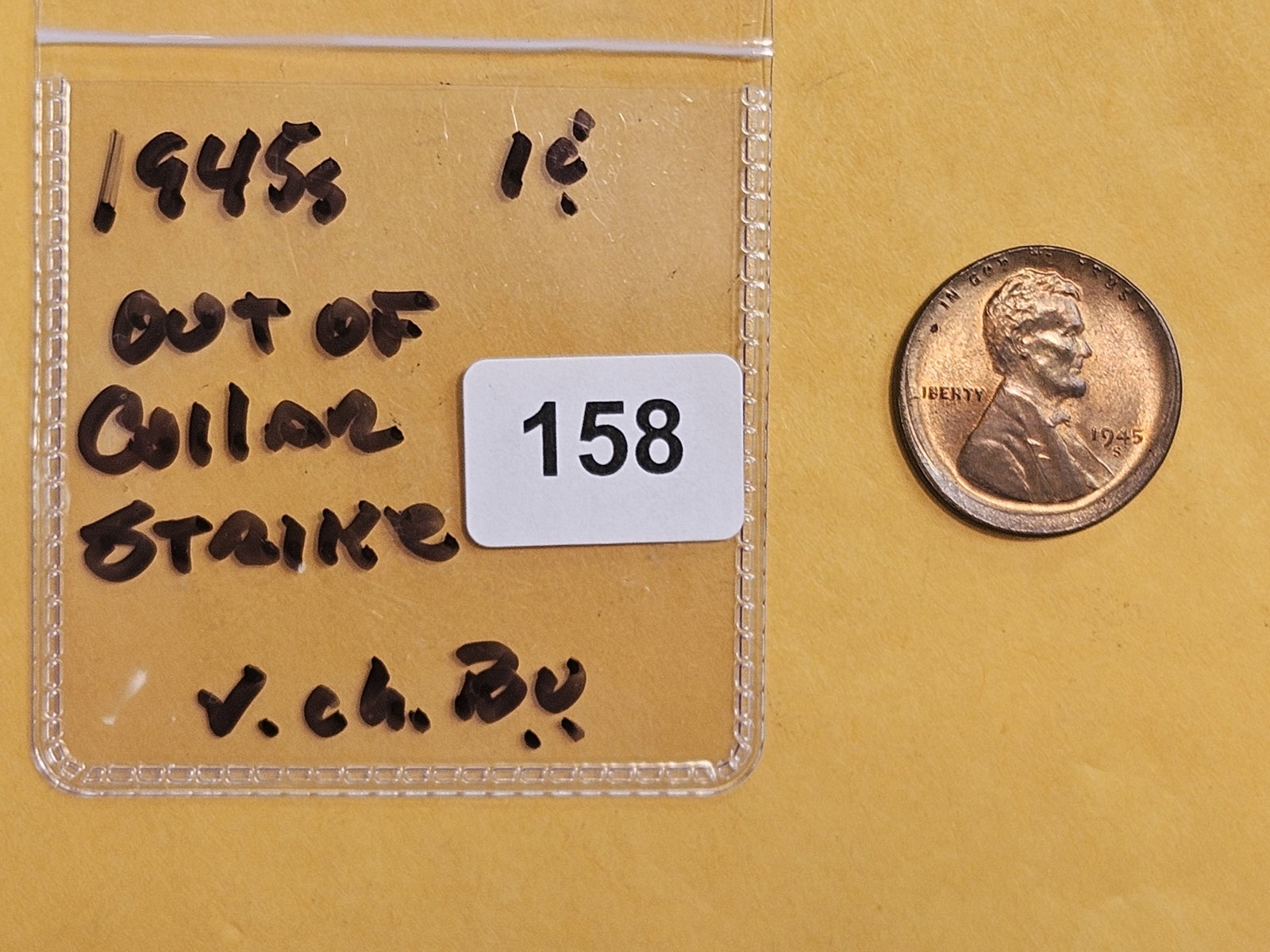 MINT ERROR! Very Choice Brilliant Uncirculated 1945-S Lincoln Cent - 2