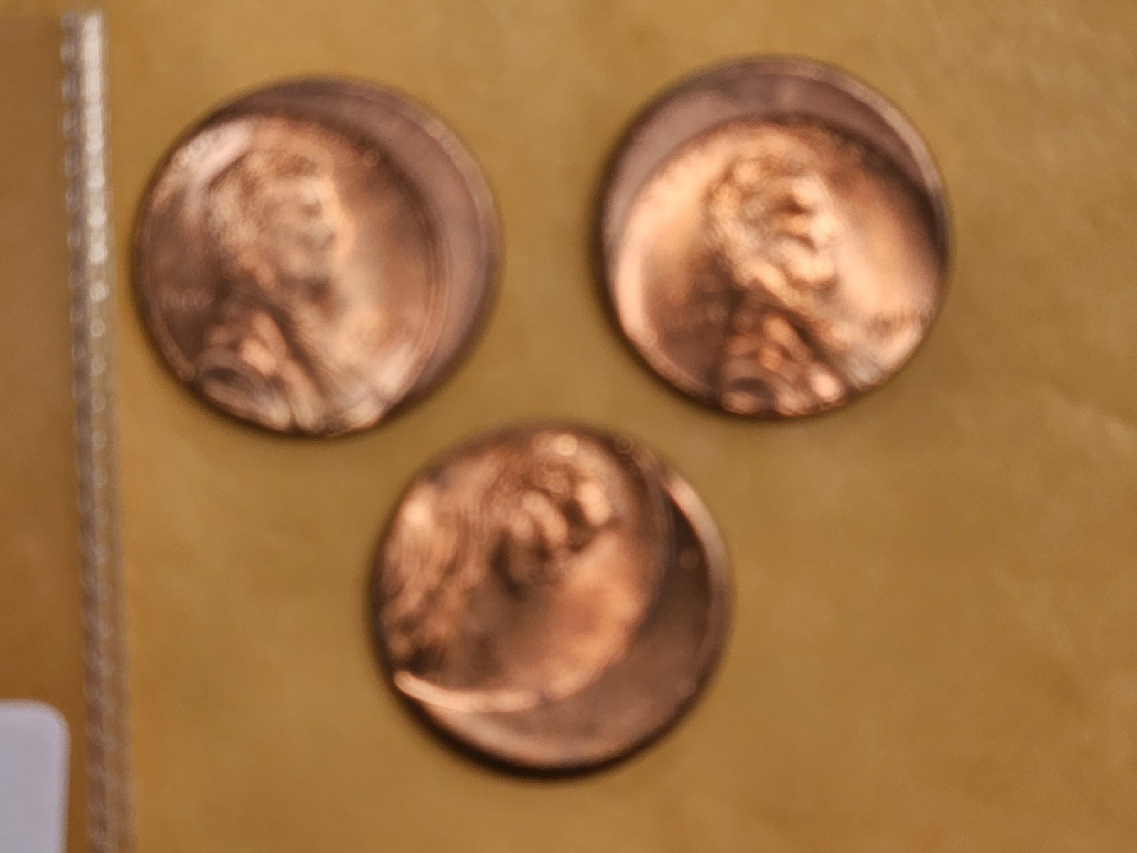 MINT ERRORS! Three Brilliant Uncirculated Red Lincoln Cents: All off-center strikes
