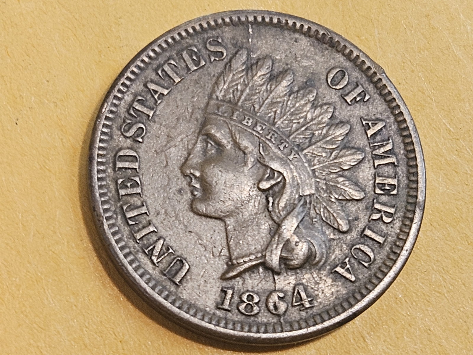VARIETY! 1864-L Indian Cent in About Uncirculated plus - 3