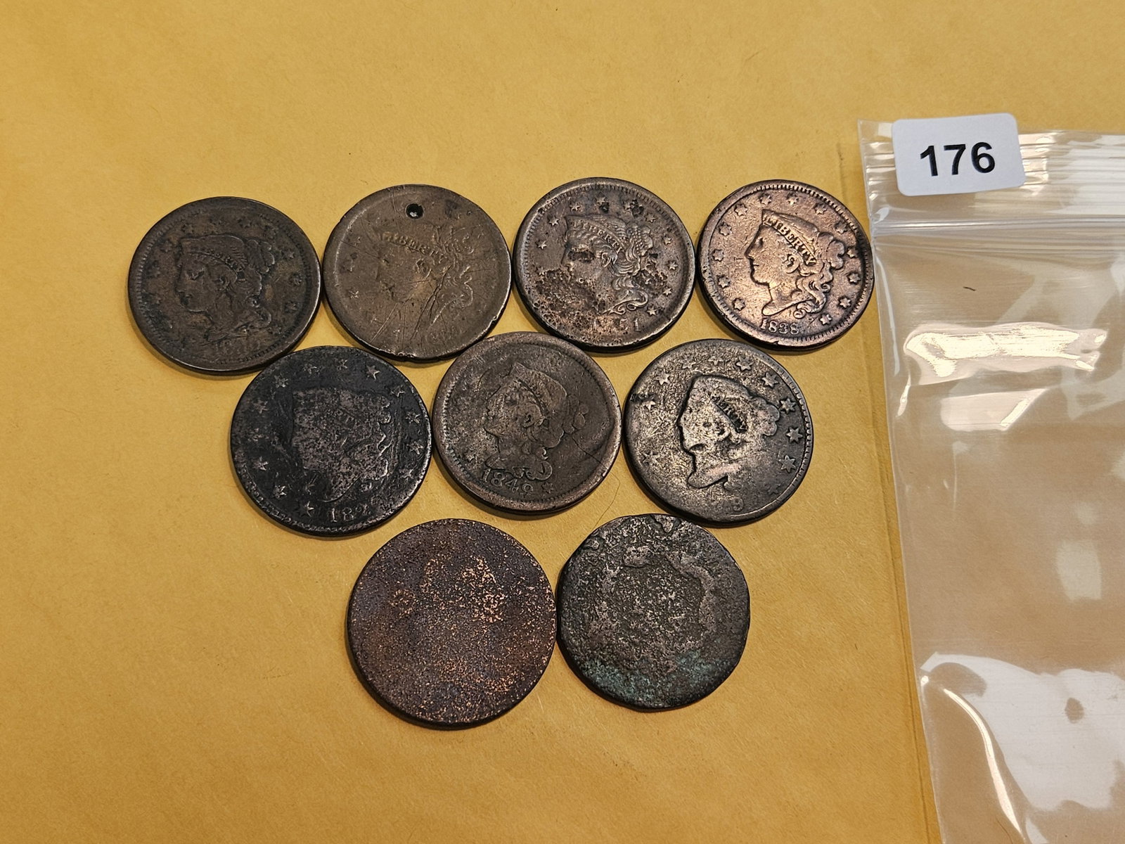 Nine mixed Large Cents - 2