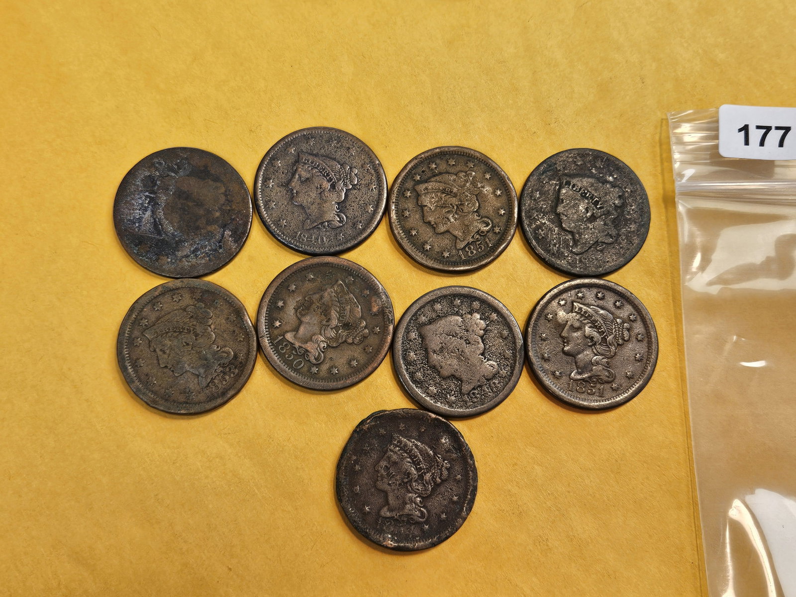 Nine mixed Large Cents - 2