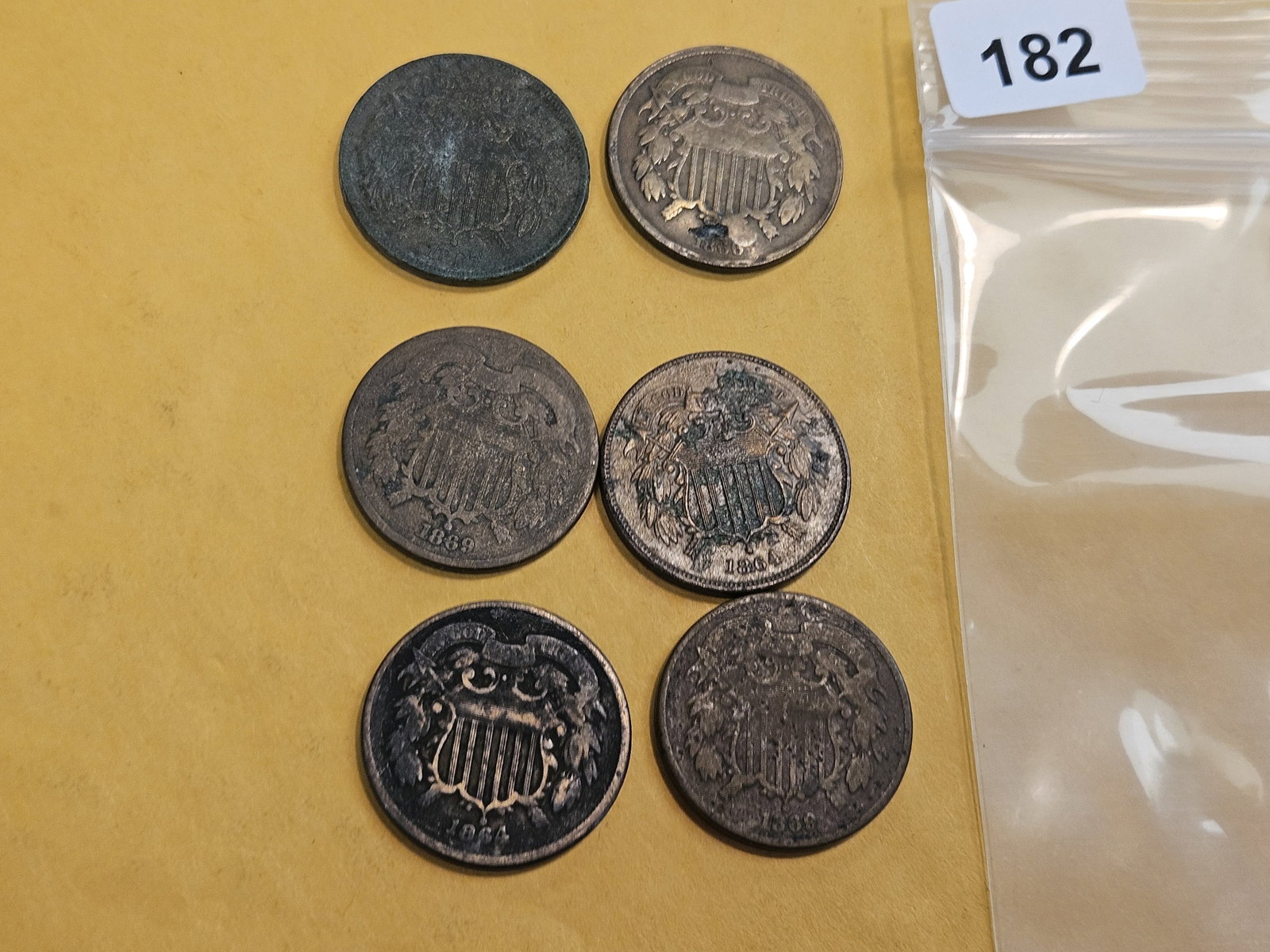 Six mixed Two Cent pieces - 2