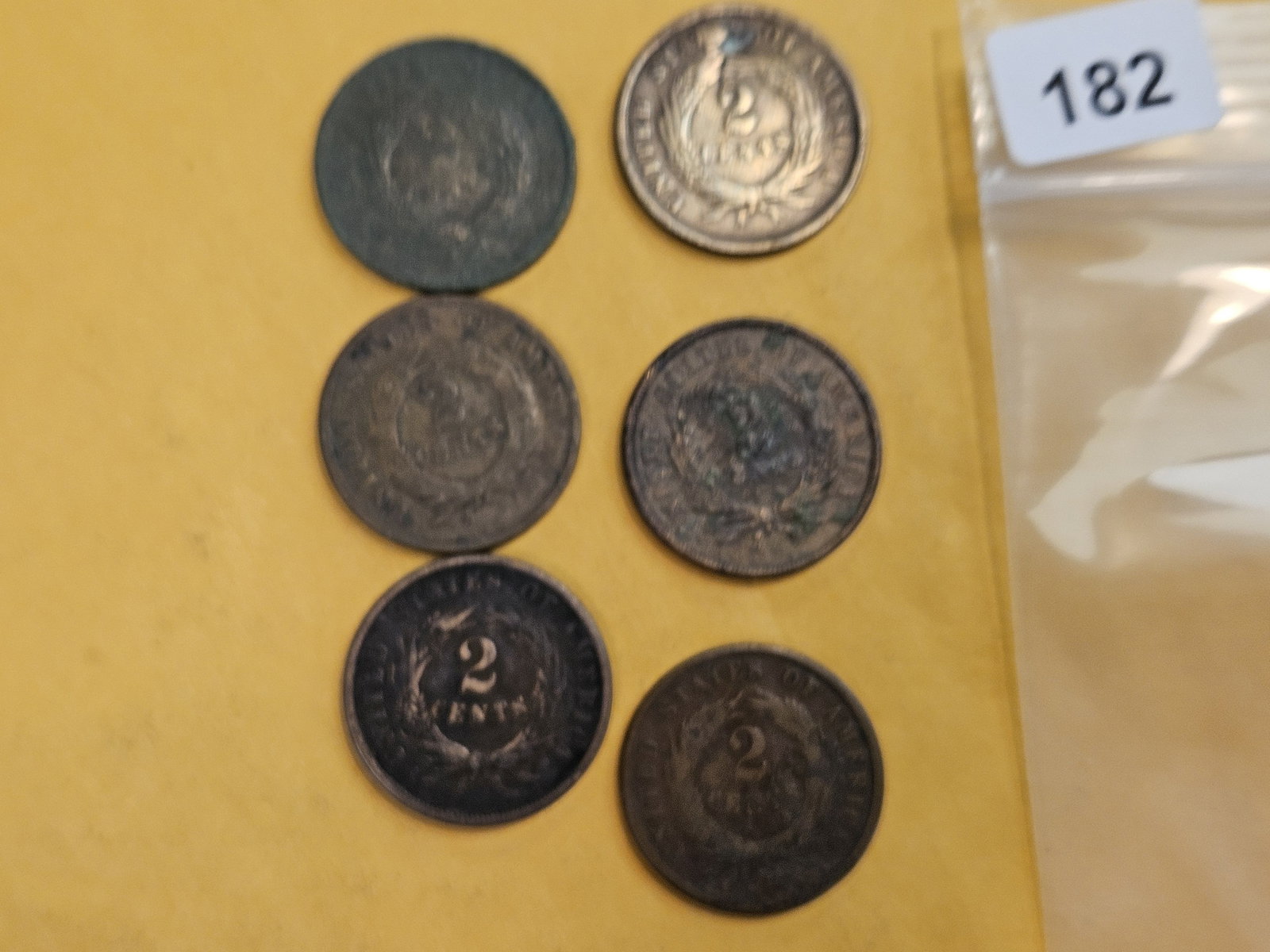 Six mixed Two Cent pieces - 3