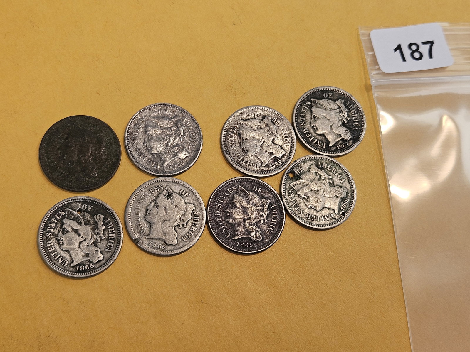Eight 3-Cent Nickels - 2