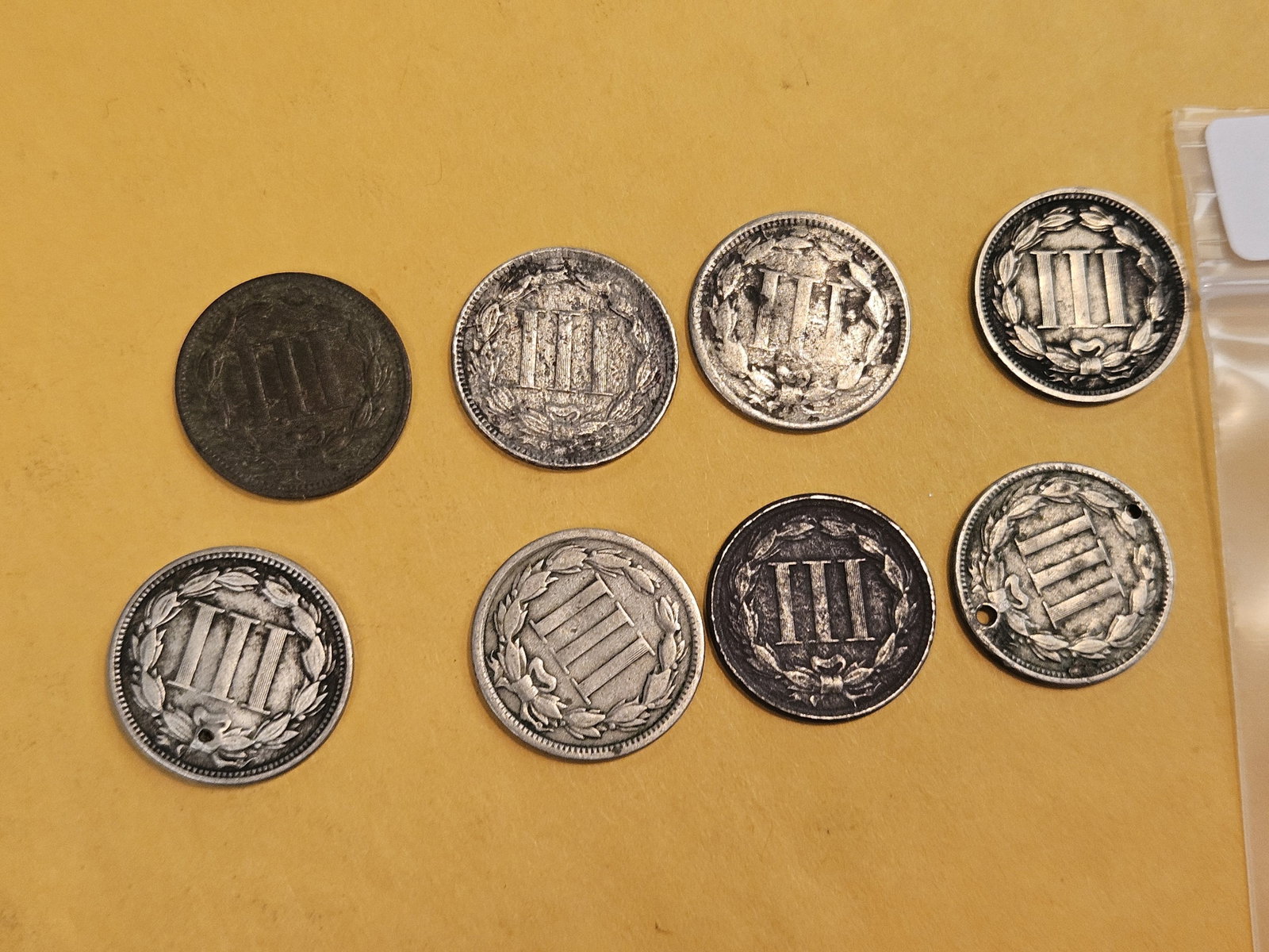Eight 3-Cent Nickels - 3