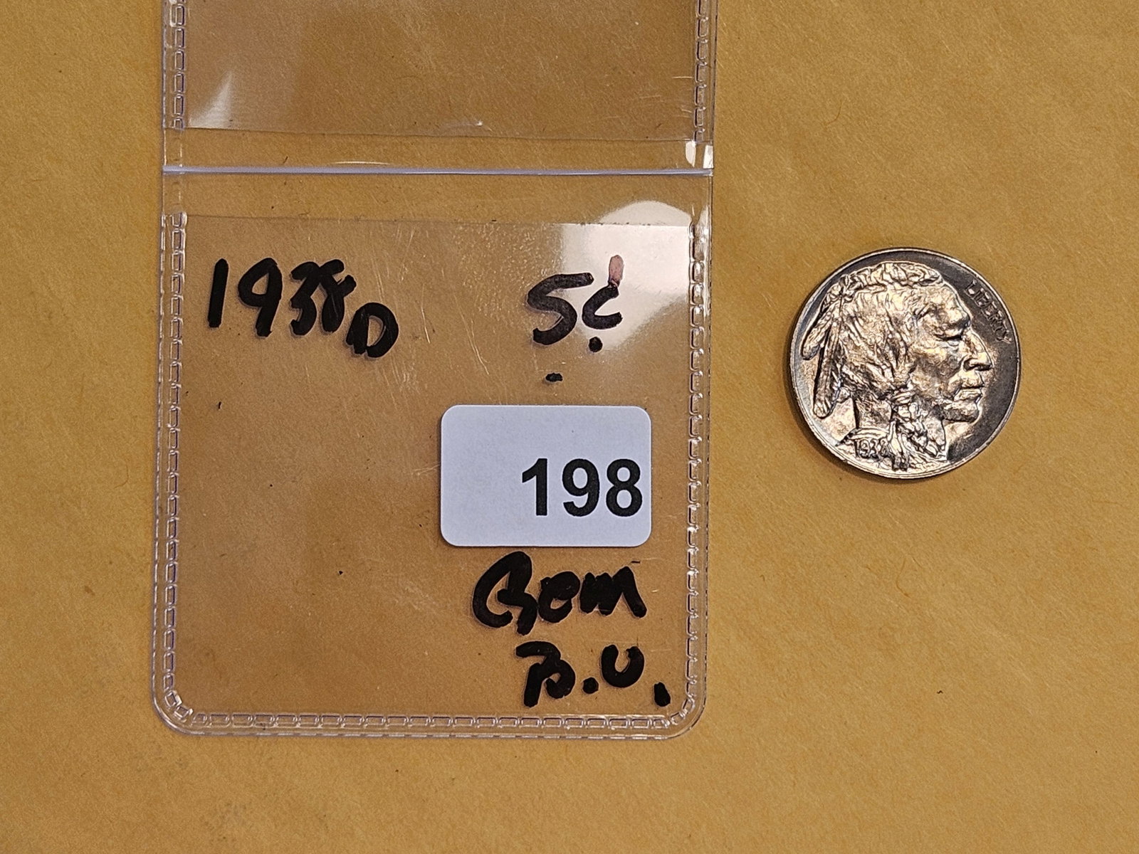 GEM Brilliant Uncirculated 1938-D Buffalo Nickel - 2