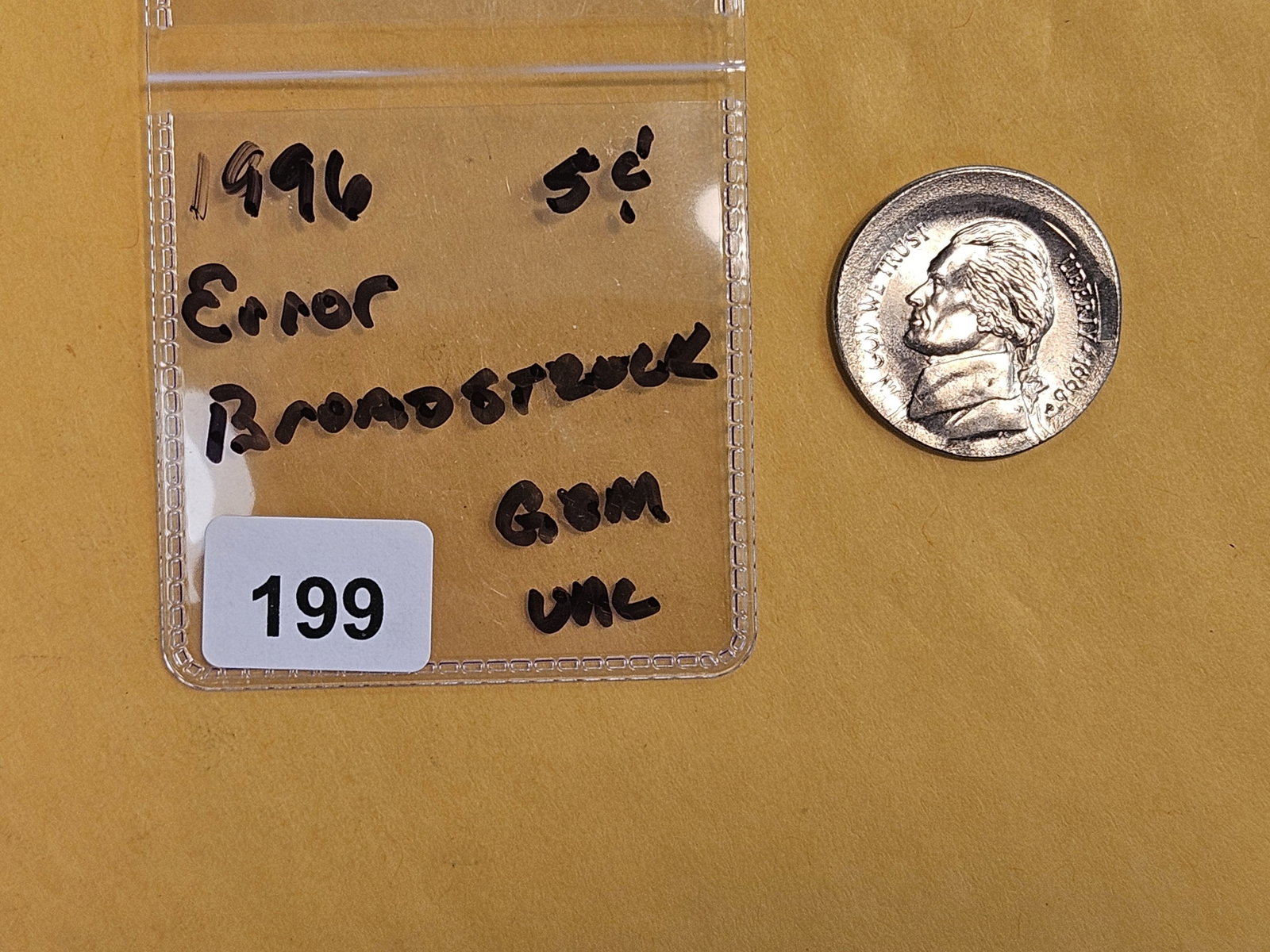 MINT ERROR! GEM Brilliant Uncirculated 1996 Jefferson Nickels - 2