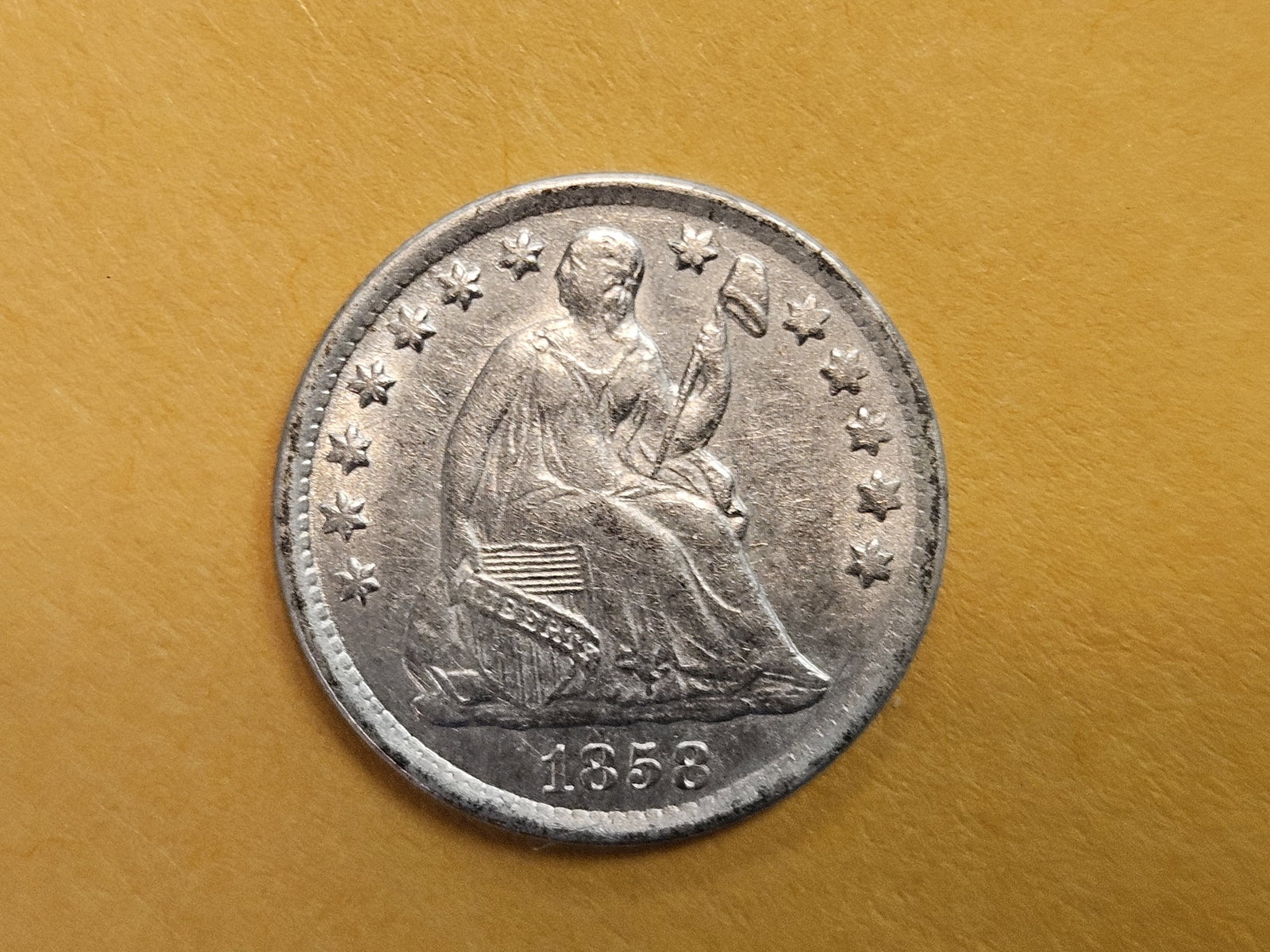 Brilliant About Uncirculated plus 1858-O Seated Liberty silver Half-Dime - 5
