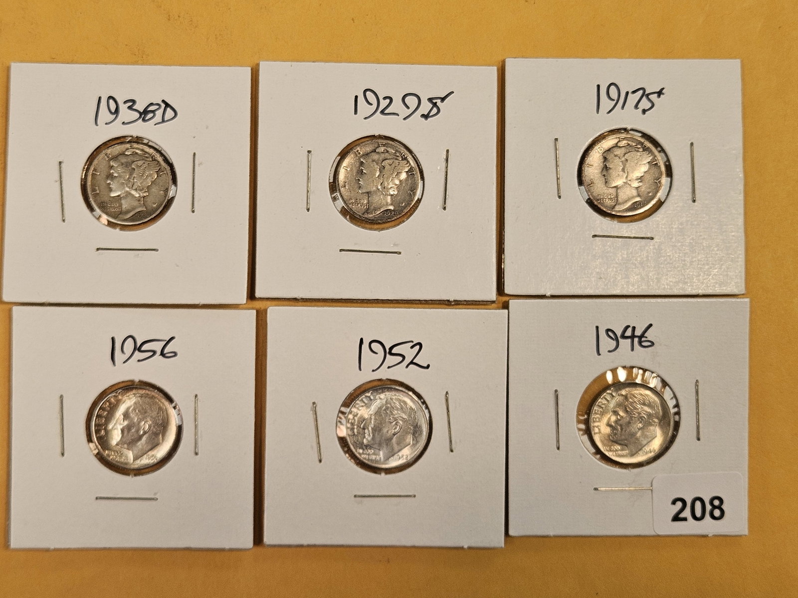 Six mixed silver Dimes (1 of 2)