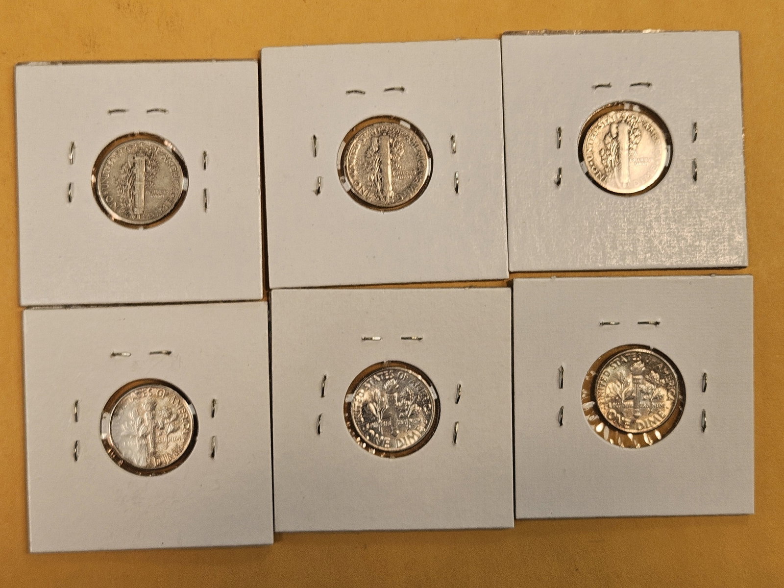 Six mixed silver Dimes - 2