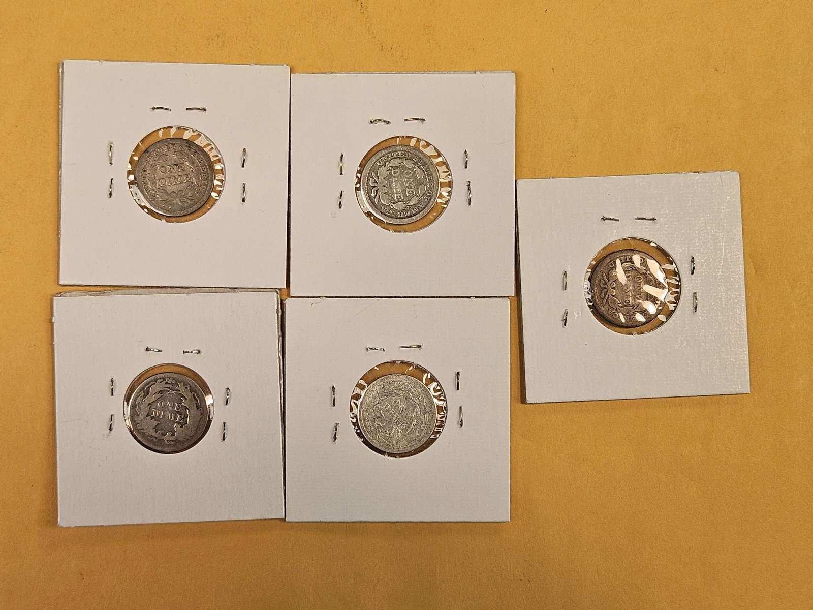 Five mixed Silver Seated Liberty Dimes - 3