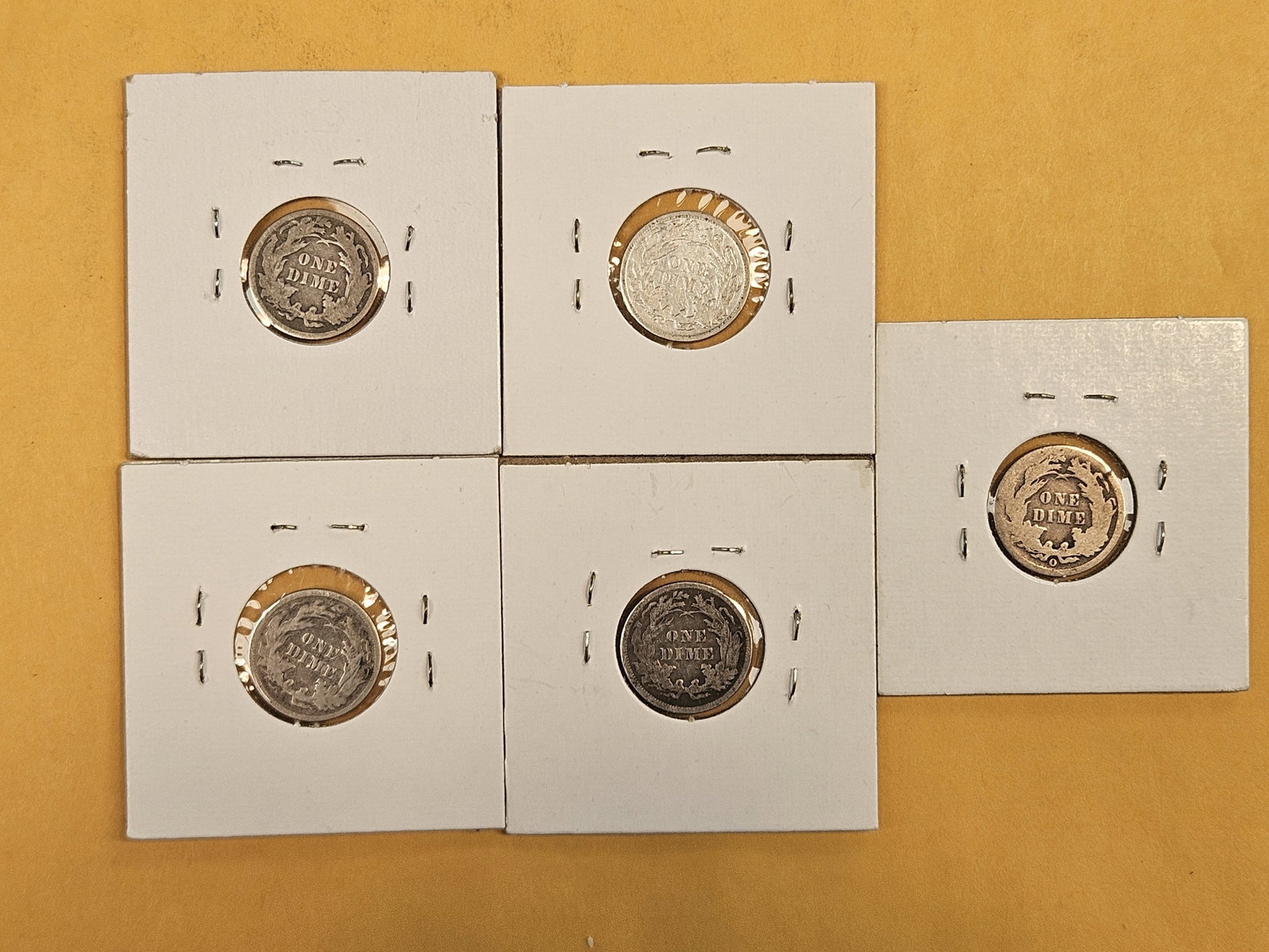 Five mixed Silver Seated Liberty Dimes - 3