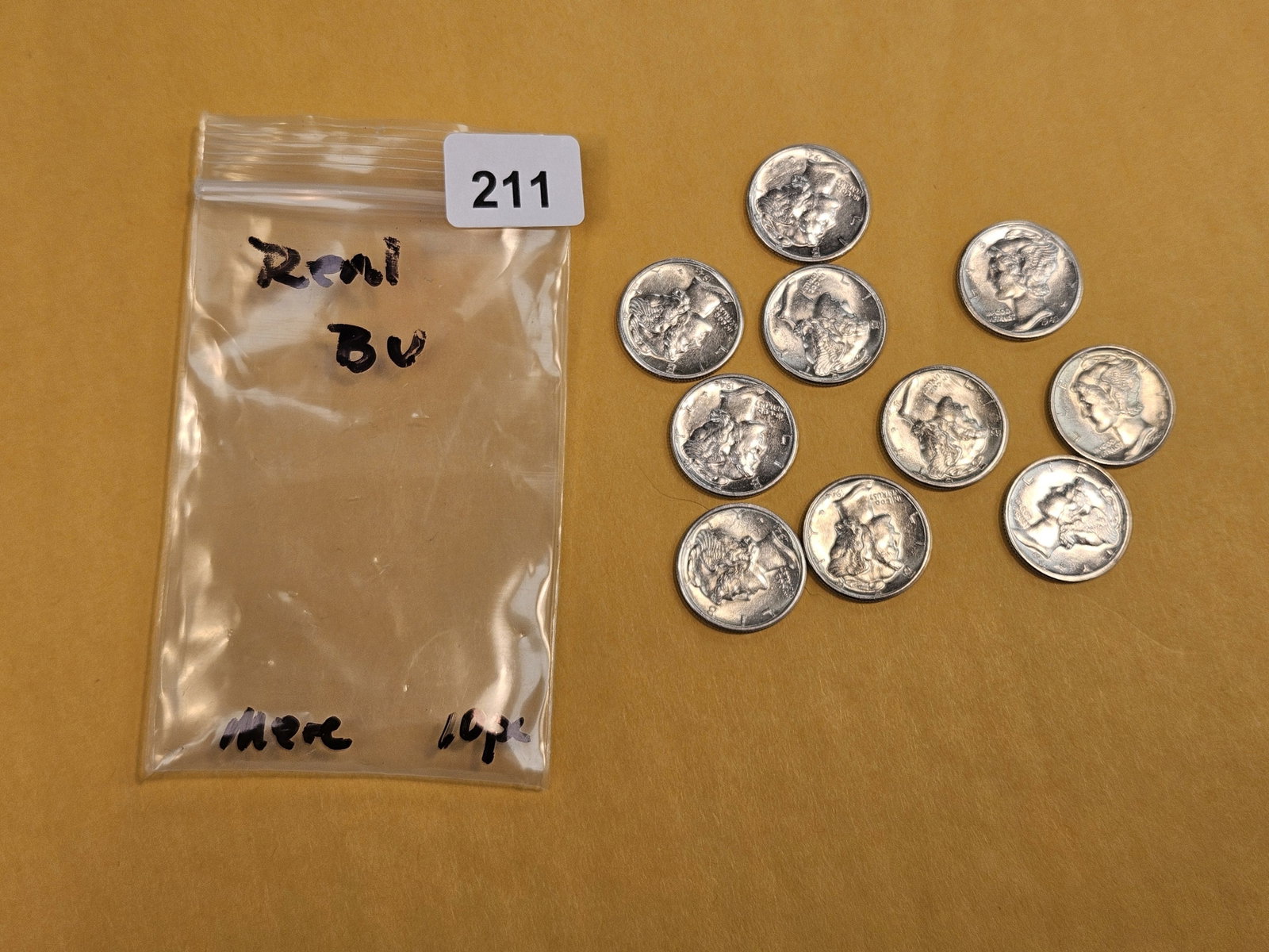 Ten Choice or Better Brilliant Uncirculated silver Mercury Dimes - 2