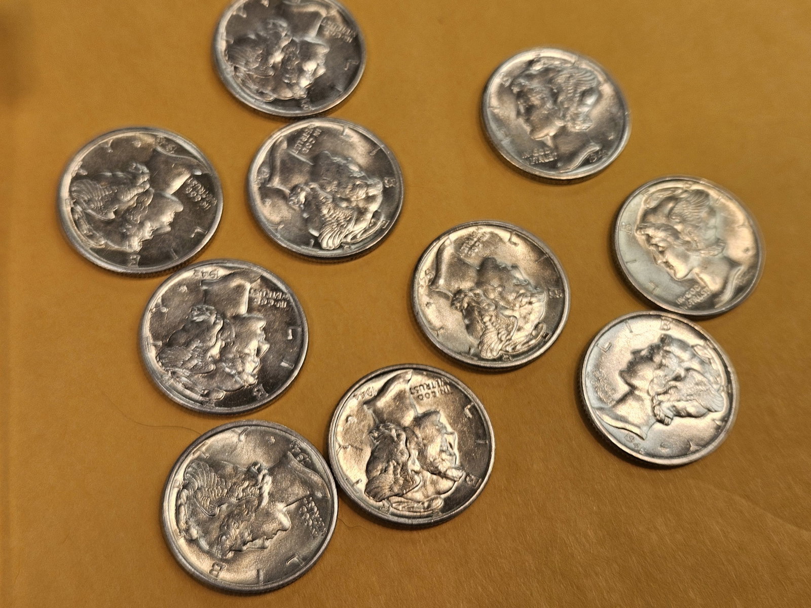 Ten Choice or Better Brilliant Uncirculated silver Mercury Dimes - 3