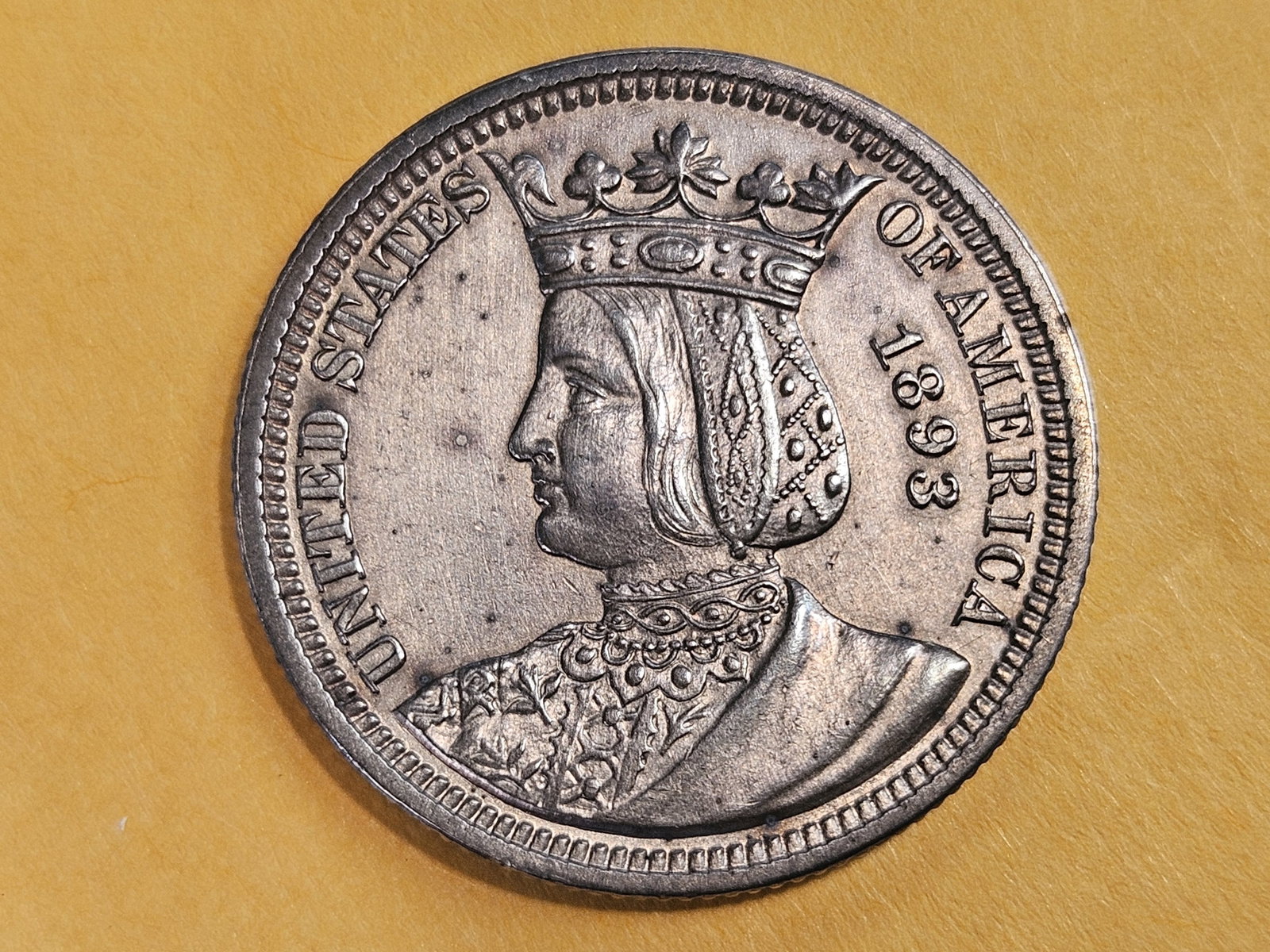 ** KEY COMMEM ** 1893 Isabella Quarter in About Uncirculated plus (1 of 8)