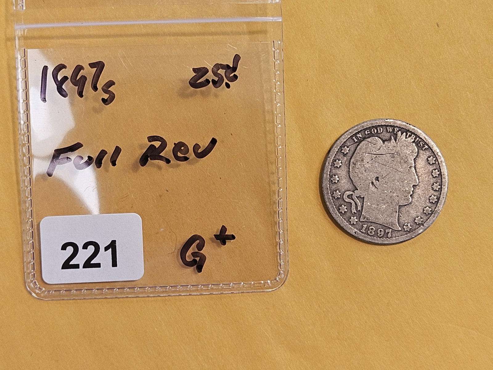 ** KEY DATE! 1897-S Barber Quarter in Good plus - 2