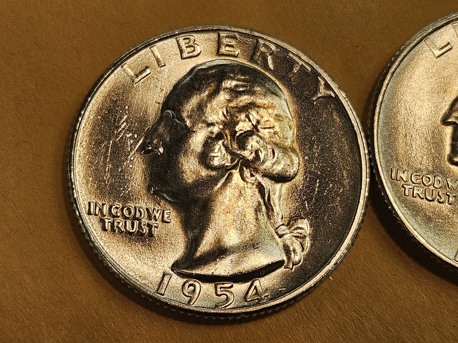 Two Brilliant, roll fresh, silver, 1954-S Washington Quarters - 3