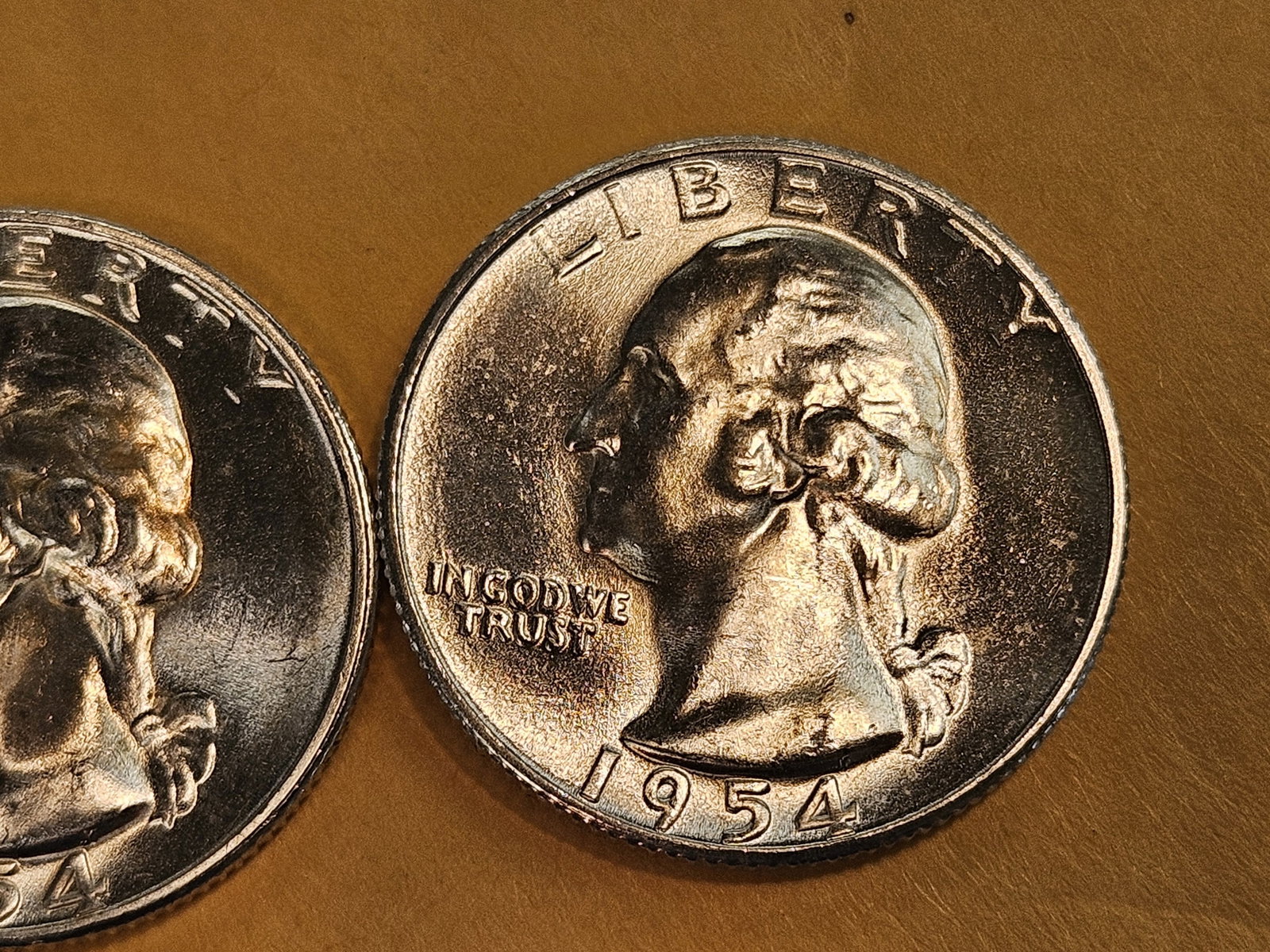 Two Brilliant, roll fresh, silver, 1954-S Washington Quarters - 5