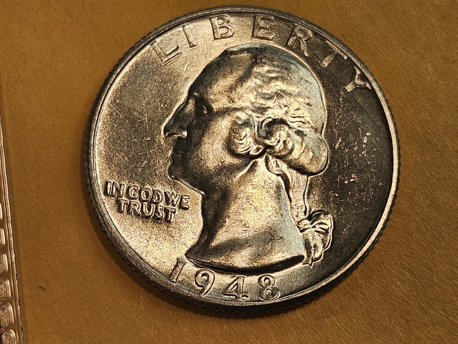Very Choice Brilliant Uncirculated 1948-D Washington Quarter: Excellent contrast!