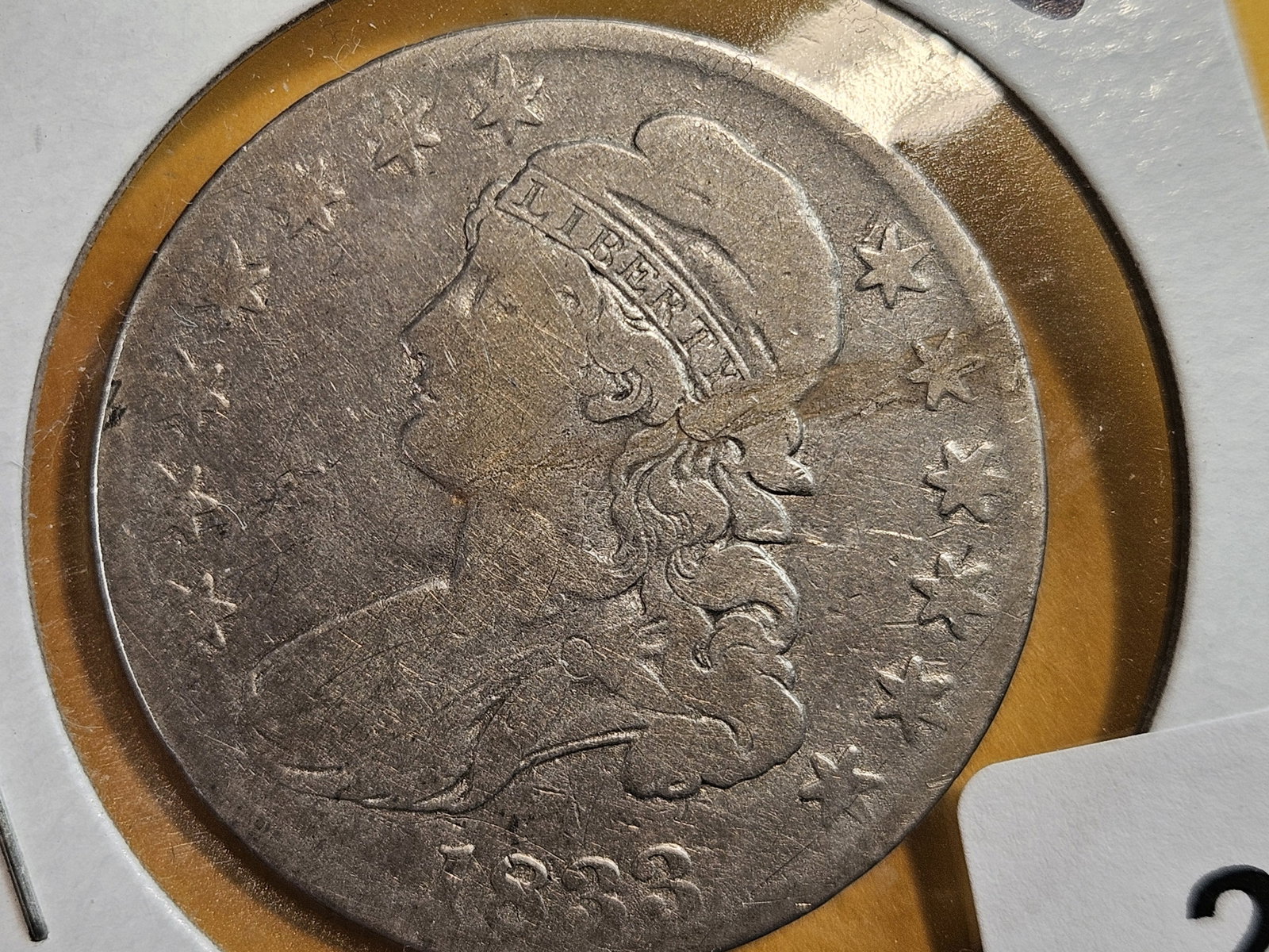 1833 Capped Bust silver Half Dollar: Well circulated