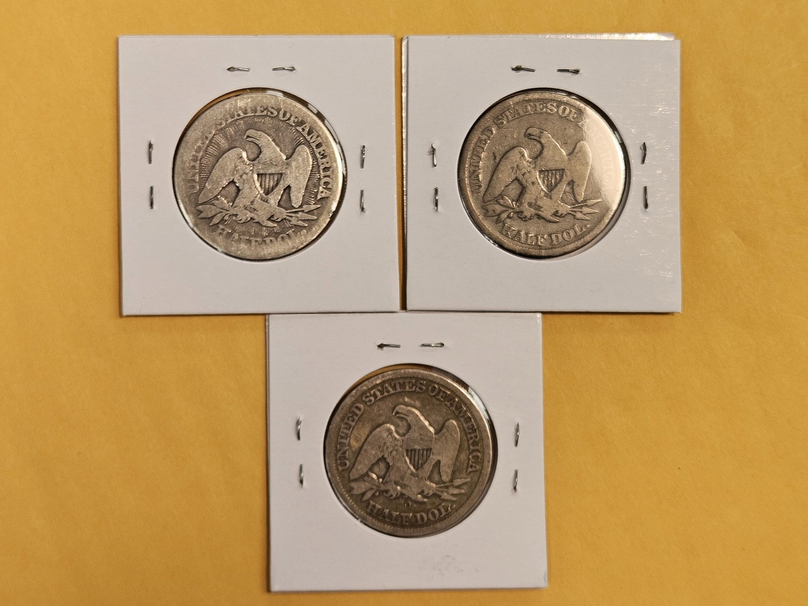 Three mixed Seated Liberty silver Half Dollars - 3