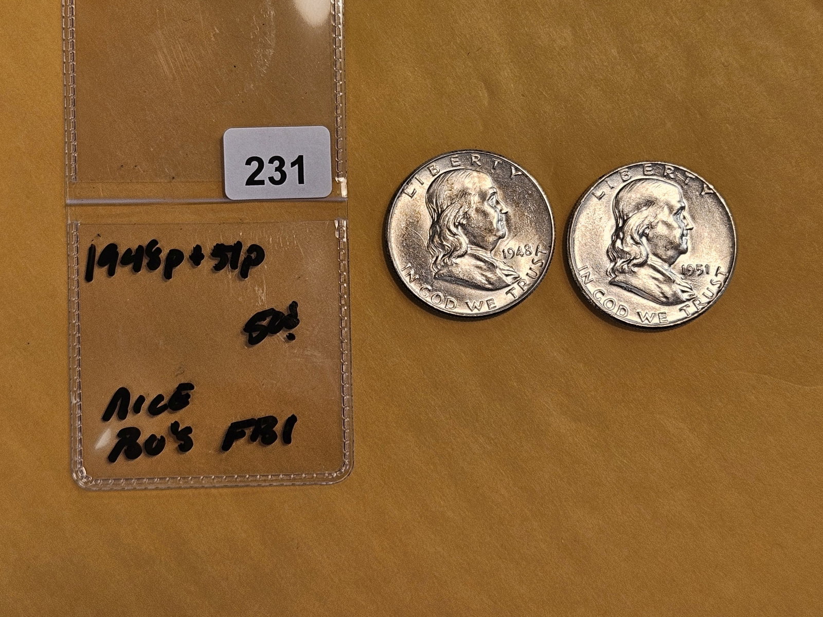 Two Brilliant Uncirculated plus Franklin Silver Half Dollars - 2