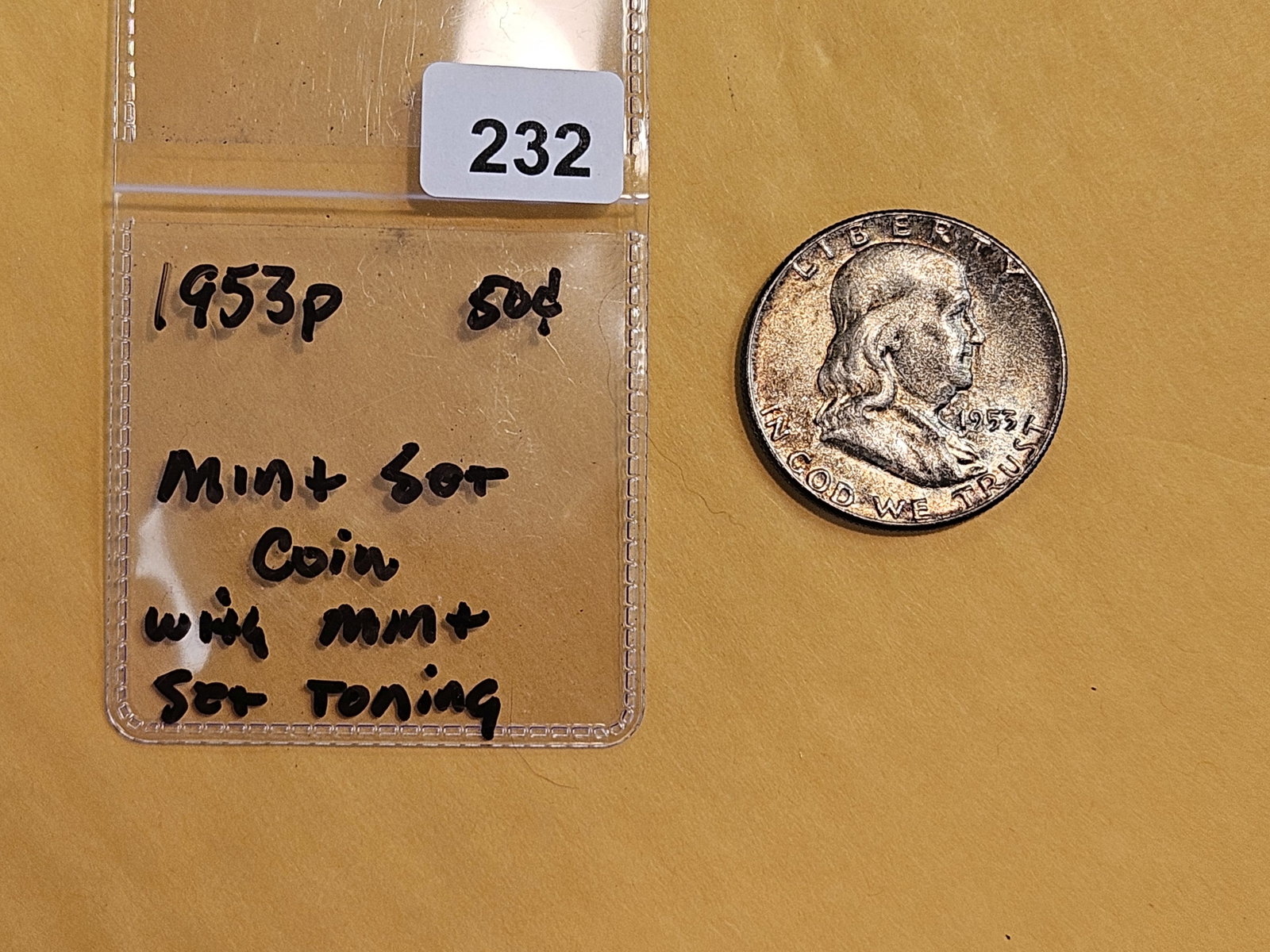 GEM Brilliant Uncirculated Toned 1953 Franklin Half Dollar - 2