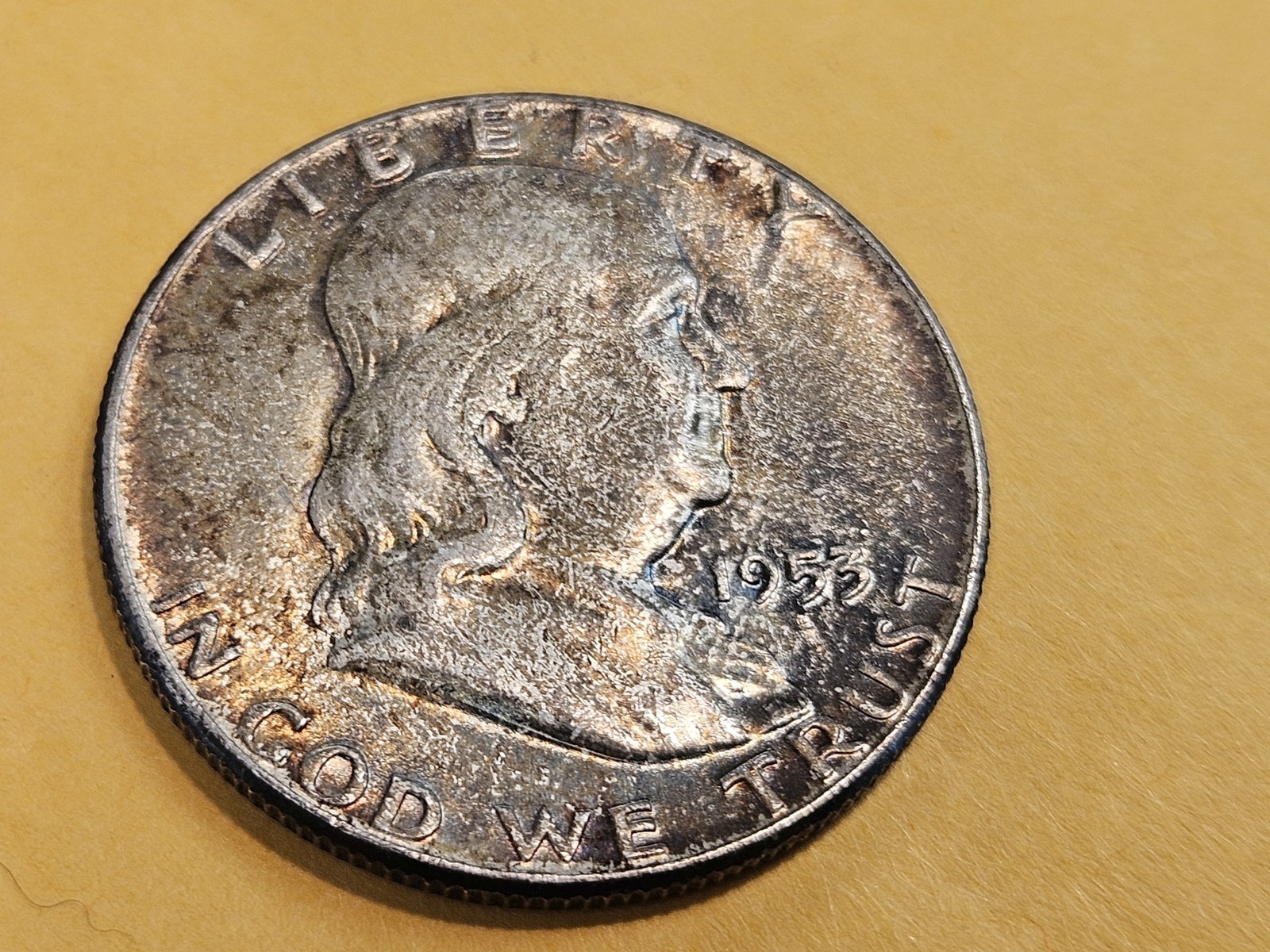 GEM Brilliant Uncirculated Toned 1953 Franklin Half Dollar - 3