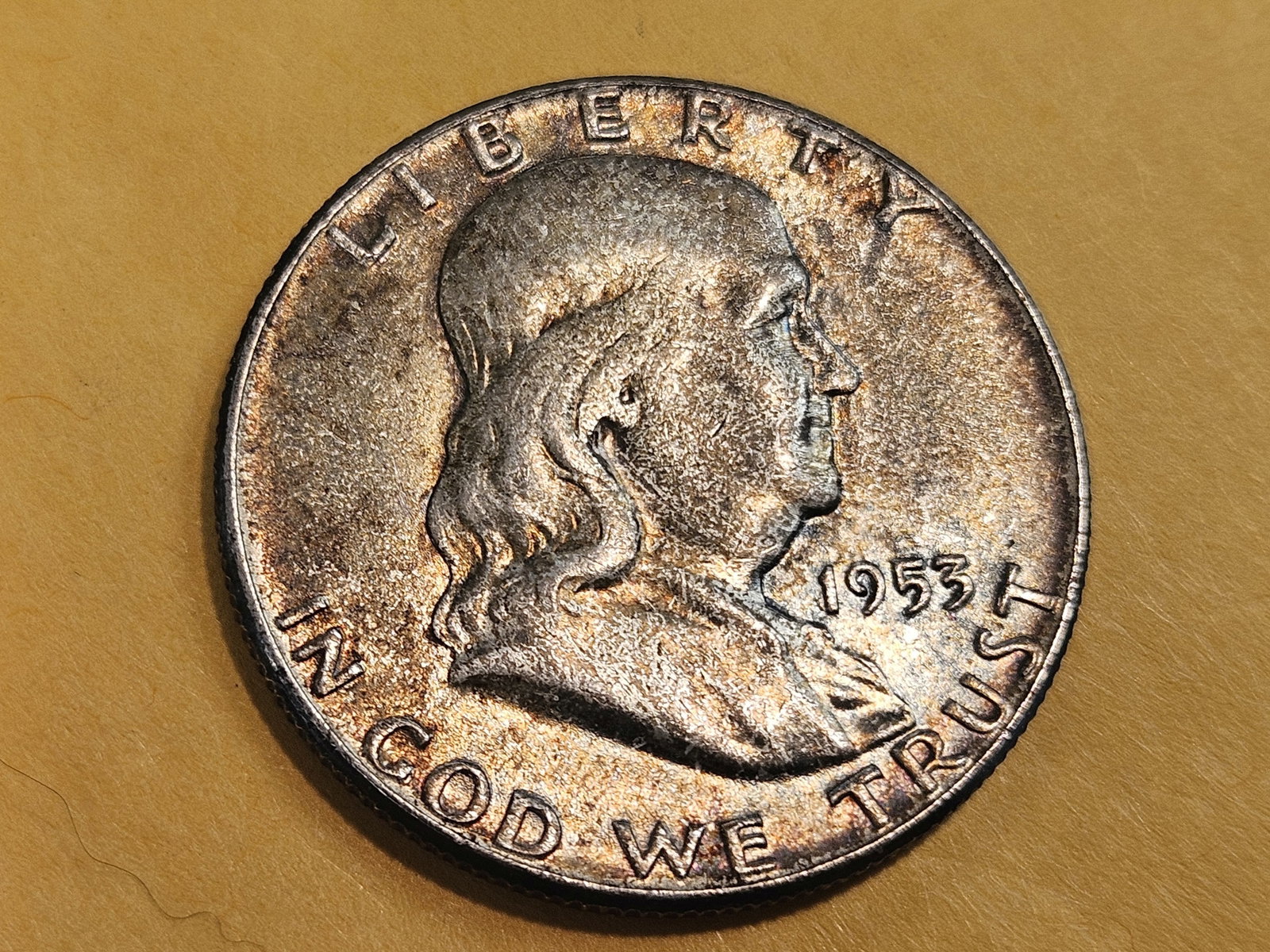 GEM Brilliant Uncirculated Toned 1953 Franklin Half Dollar - 4