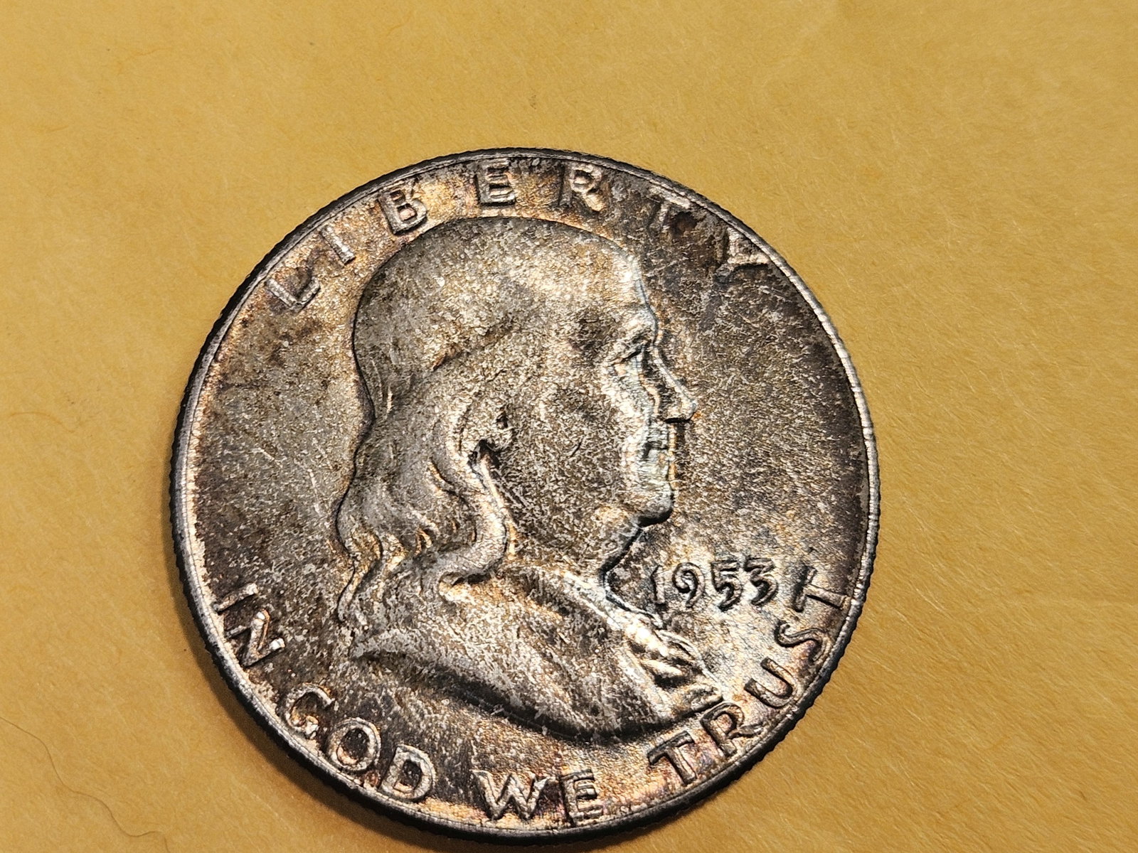 GEM Brilliant Uncirculated Toned 1953 Franklin Half Dollar - 6