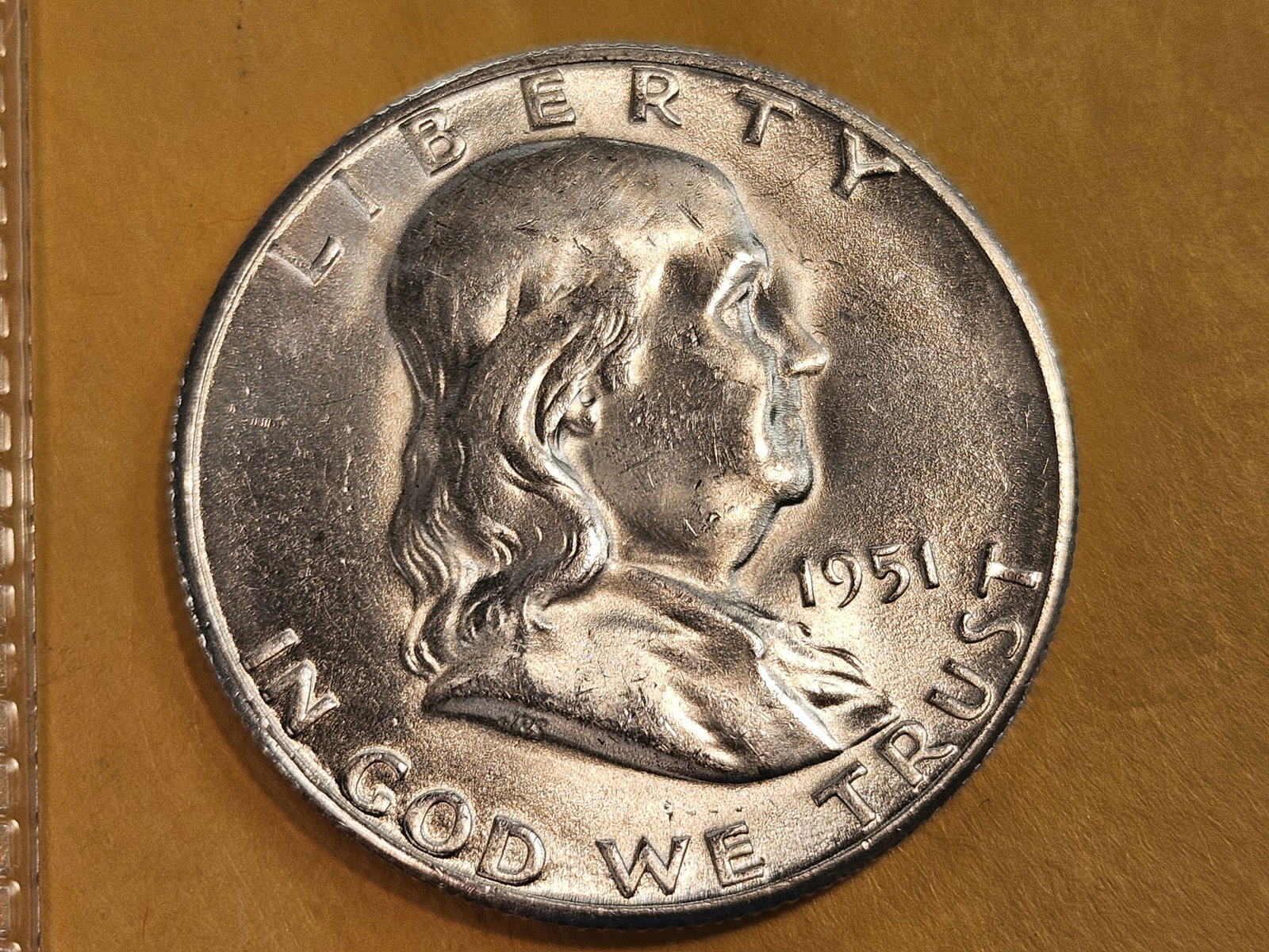 Very Choice Brilliant Uncirculated 1951-S Franklin Half Dollar: Great strike for the year